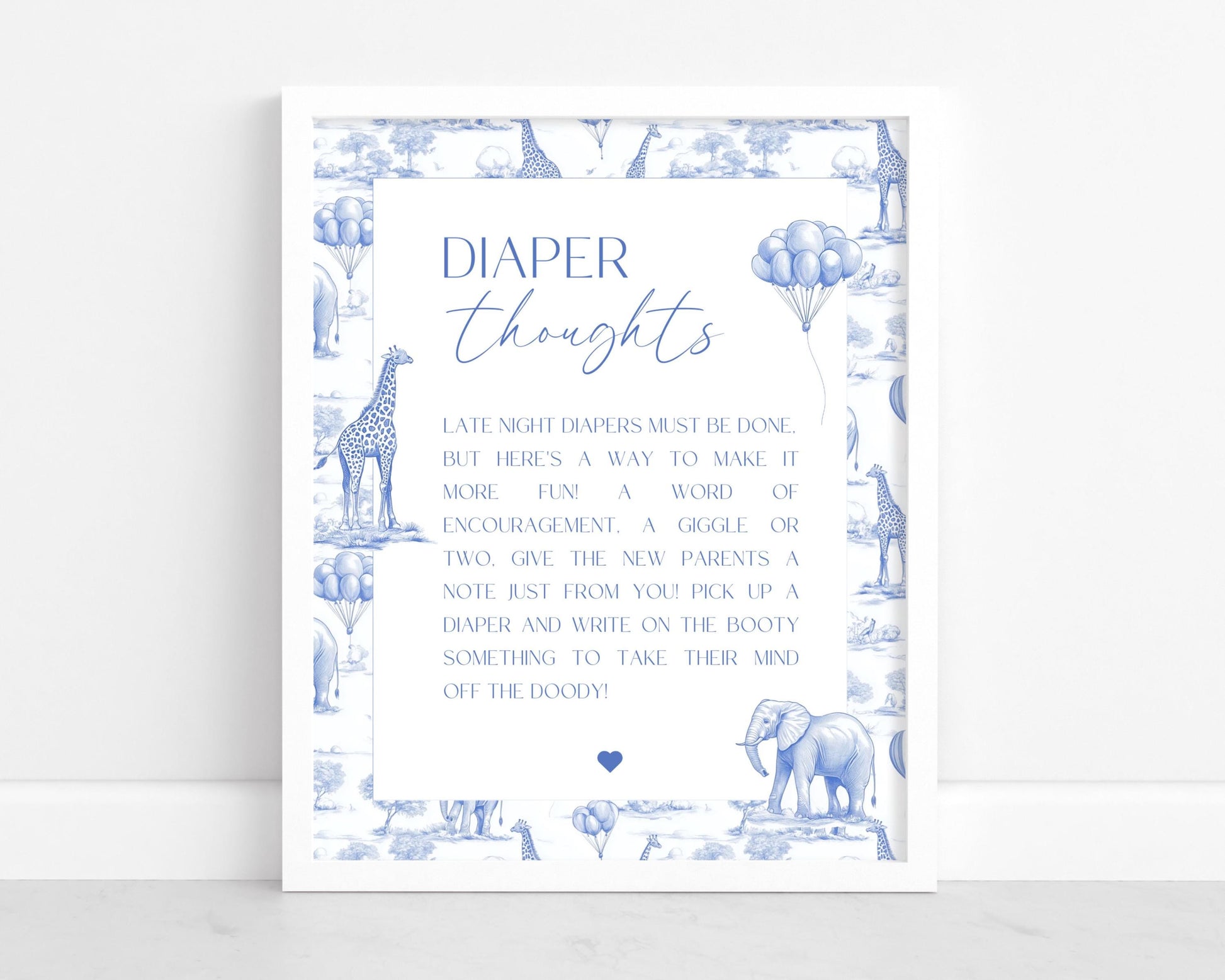 Late Night Diaper Signing Blue Baby Shower Late Night Diaper Game Sign Modern Baby Shower Activity Minimalist Baby Boy Shower Diaper Message - LAUMIANstudio