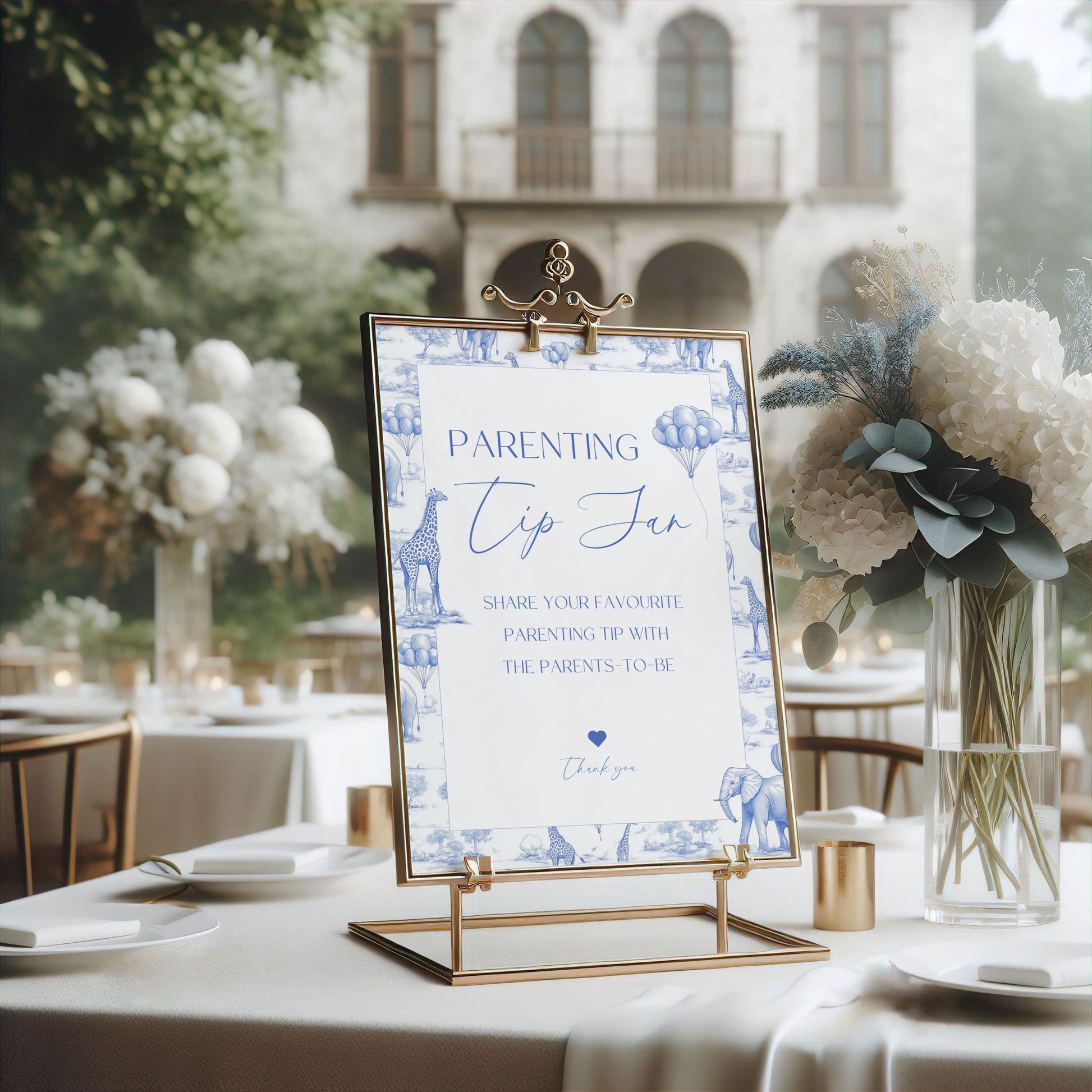 Safari Toile Baby Shower Sign Bundle Elegant Baby Shower Sign French Blue Decor Baby Boy Shower Printable Sign to Frame Baby Shower Party - LAUMIANstudio