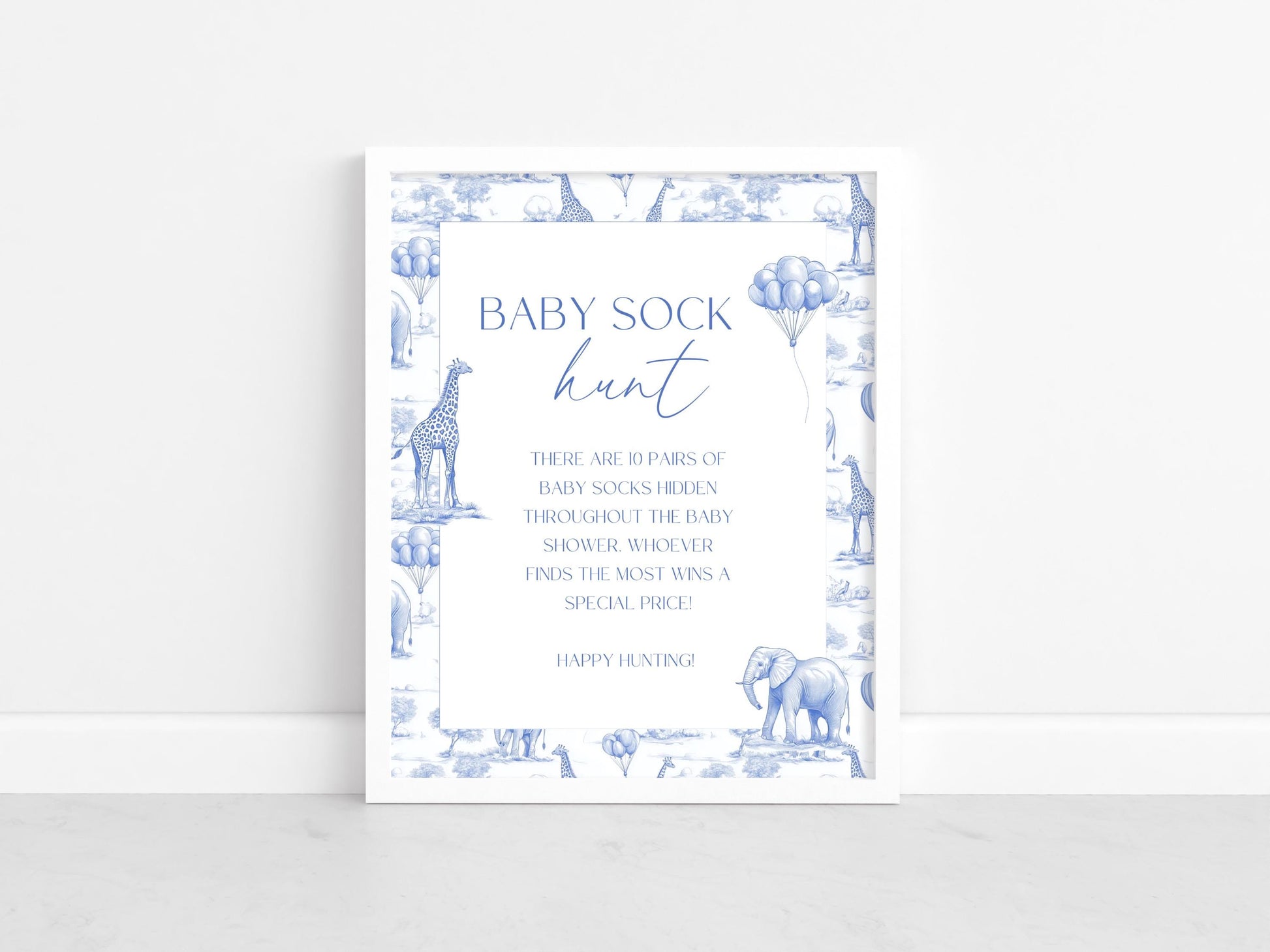 Baby Shower Table Signs: Blue Toile Safari, Animal Table Decor, Printables, Editable Canva Template - LAUMIANstudio