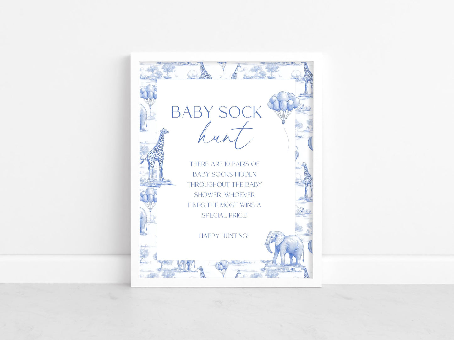 Safari Toile Baby Shower Sign Bundle Elegant Baby Shower Sign French Blue Decor Baby Boy Shower Printable Sign to Frame Baby Shower Party - LAUMIANstudio