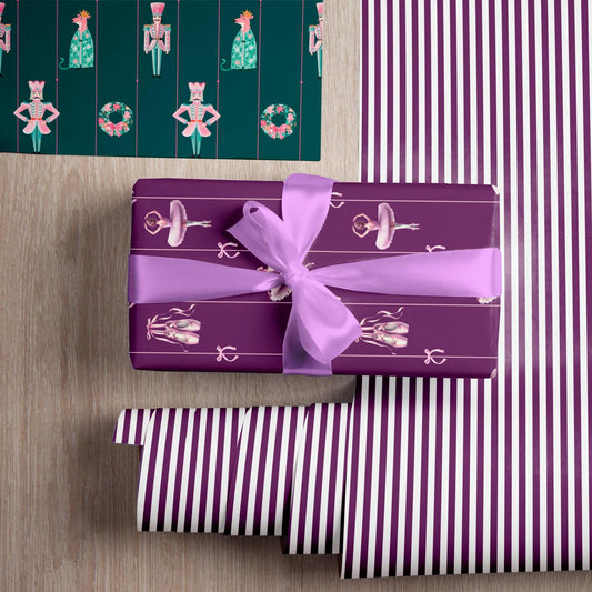 Luxury Striped Gift Wrapping Paper Roll for Her Purple Elegant Christmas Gift Wrap Chic Holiday Wrapping Paper Roll for Charity Gift Wrap - LAUMIANstudio
