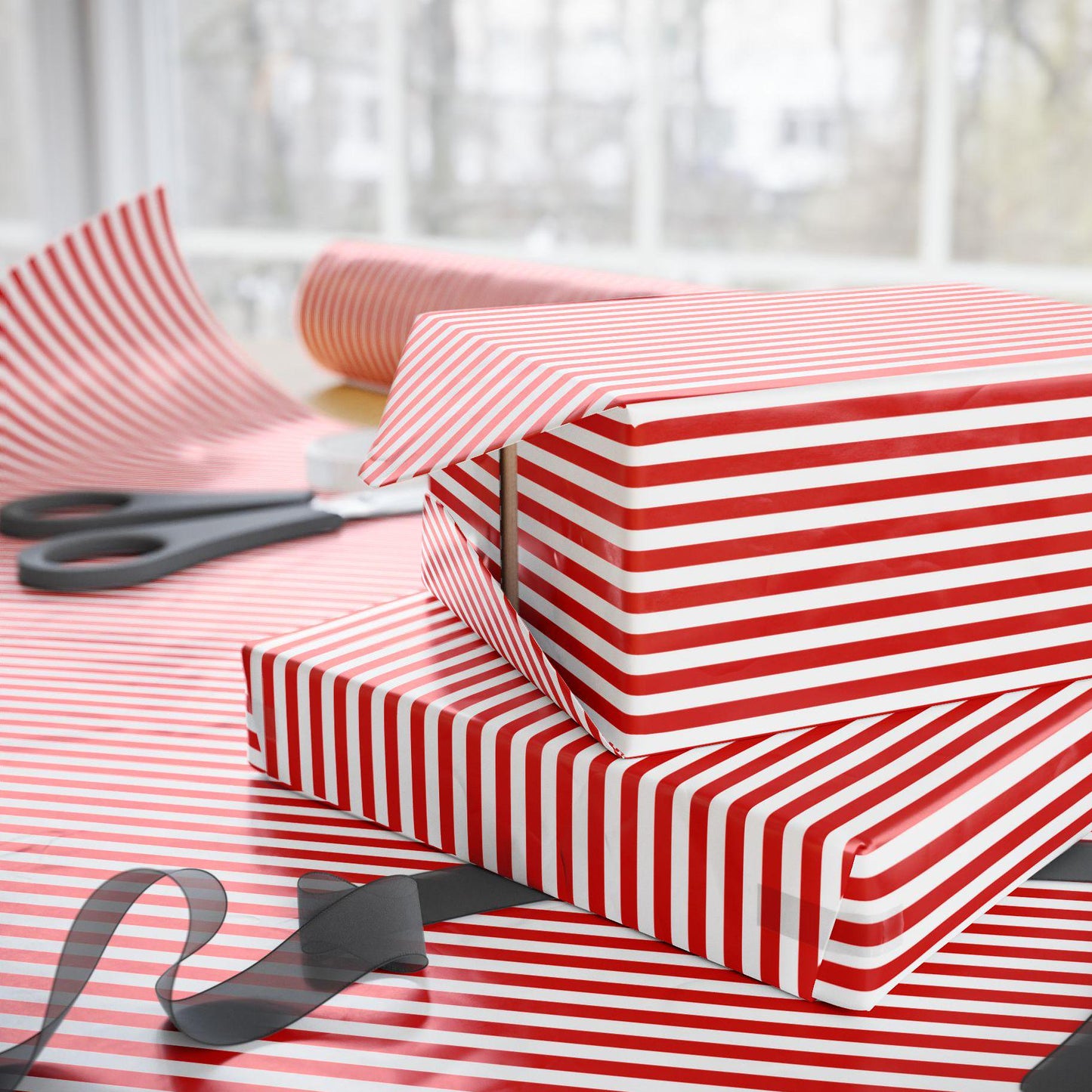Red Candy Striped Gift Wrapping Paper Red White Stripes Christmas Wrapping Paper Roll Holiday Classic Red Gift Wrap Classic Stripes Paper - LAUMIANstudio