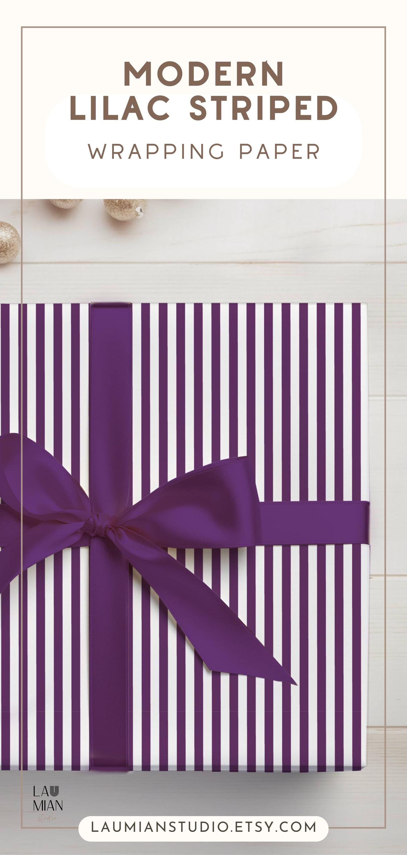Luxury Striped Gift Wrapping Paper Roll for Her Purple Elegant Christmas Gift Wrap Chic Holiday Wrapping Paper Roll for Charity Gift Wrap - LAUMIANstudio