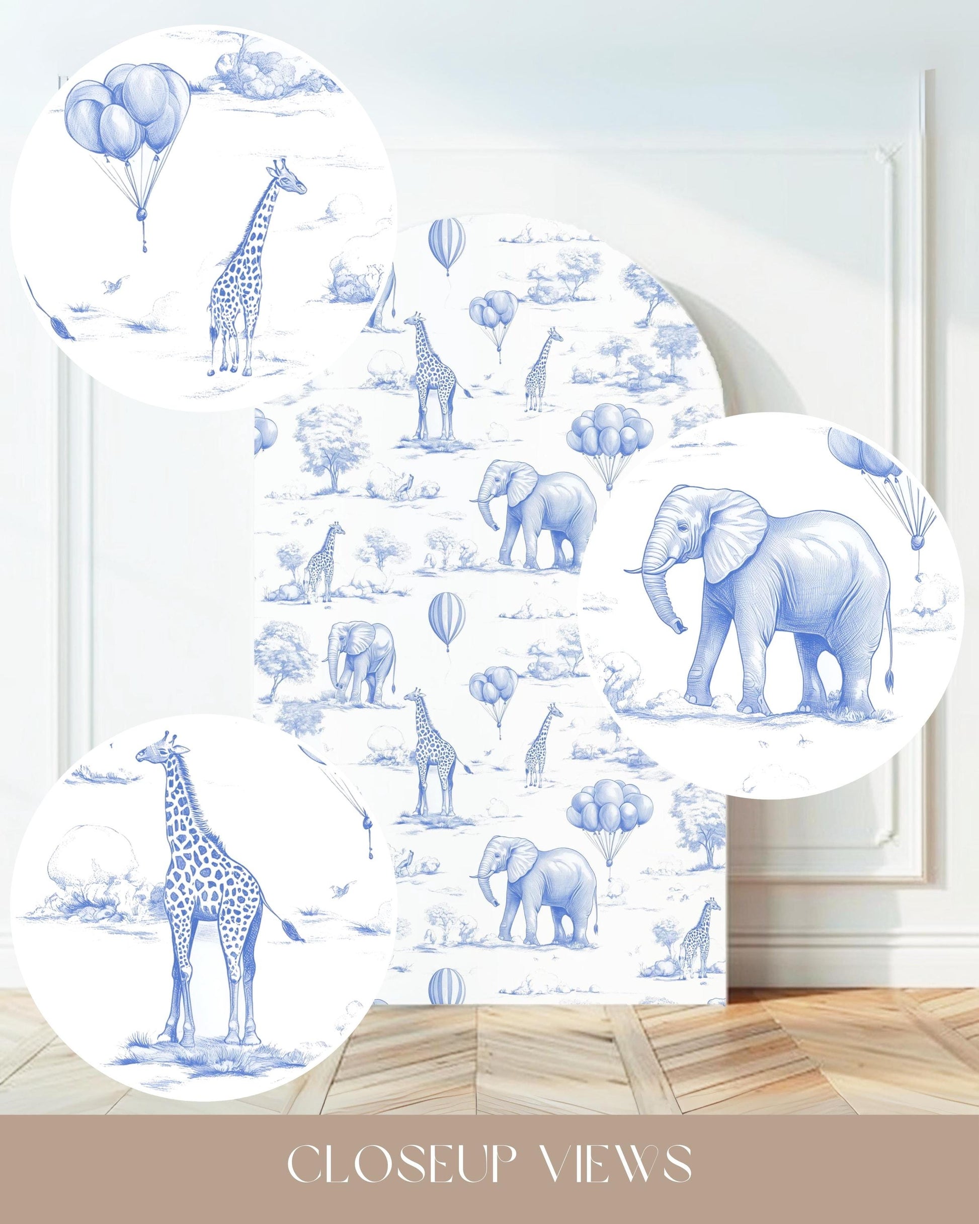 Baby Shower Arch Backdrop Elegant Blue Toile de Jouy Backdrop Baby Shower Decor Safari Chinoiserie Arch Baby Shower Party Prop Printable - LAUMIANstudio