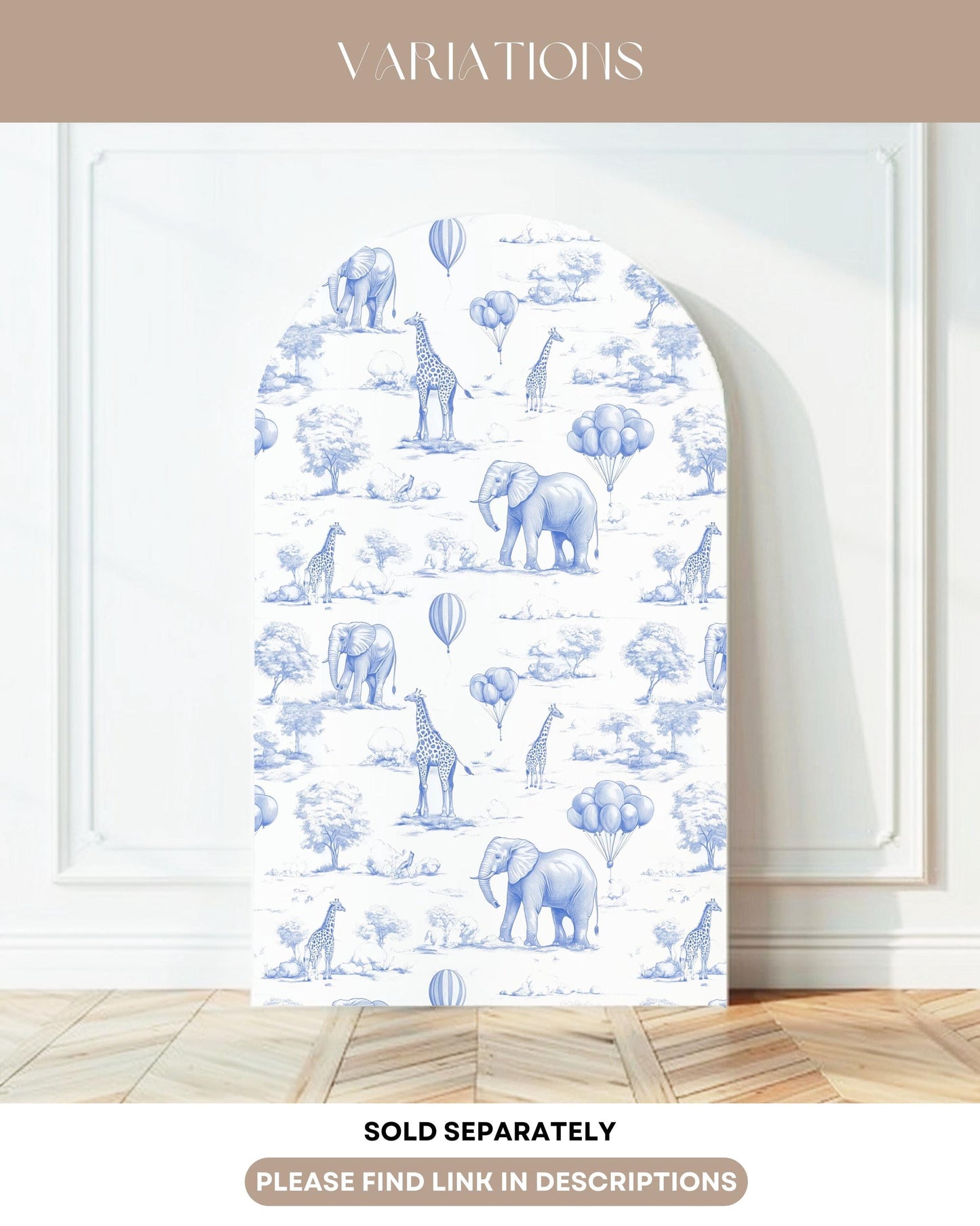 Personalized Toile Safari Arch Panel DIY Baby Shower Giant Decor Blue Baby Boy Baby Shower Toile Arch Backdrop Baby Shower Welcome Sign Blue - LAUMIANstudio