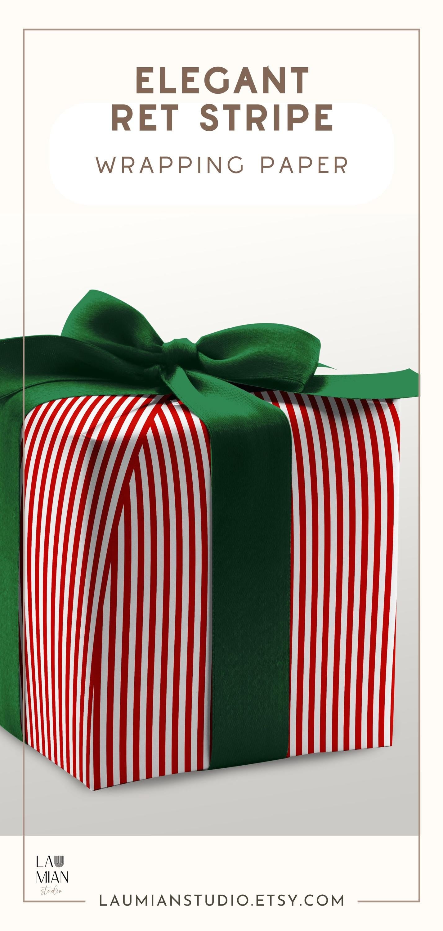 Red Candy Striped Gift Wrapping Paper Red White Stripes Christmas Wrapping Paper Roll Holiday Classic Red Gift Wrap Classic Stripes Paper - LAUMIANstudio