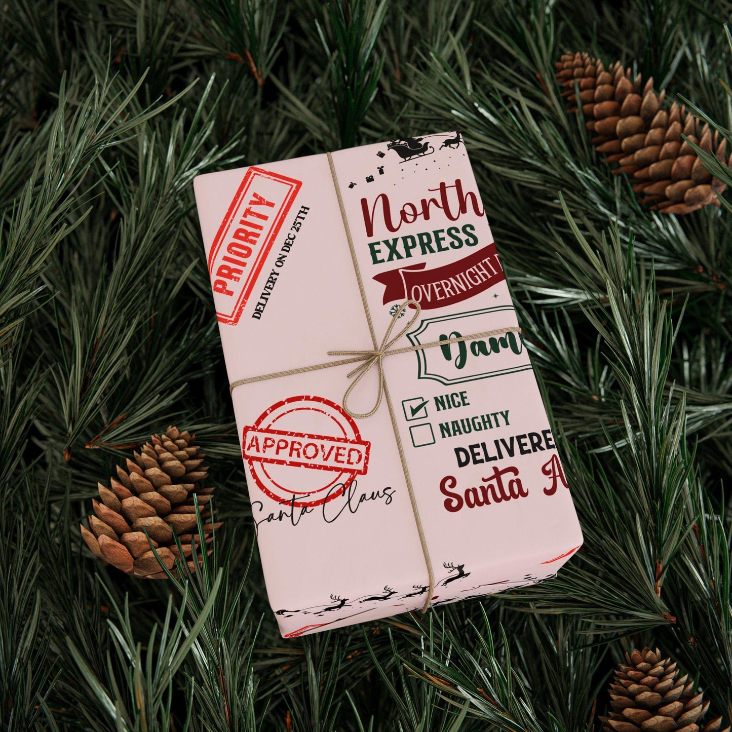 Personalizable Santa Delivery Wrapping Paper Priority Christmas Delivery Gift Wrap with Address Santa Wrapping Paper Roll for Son Grandson - LAUMIANstudio