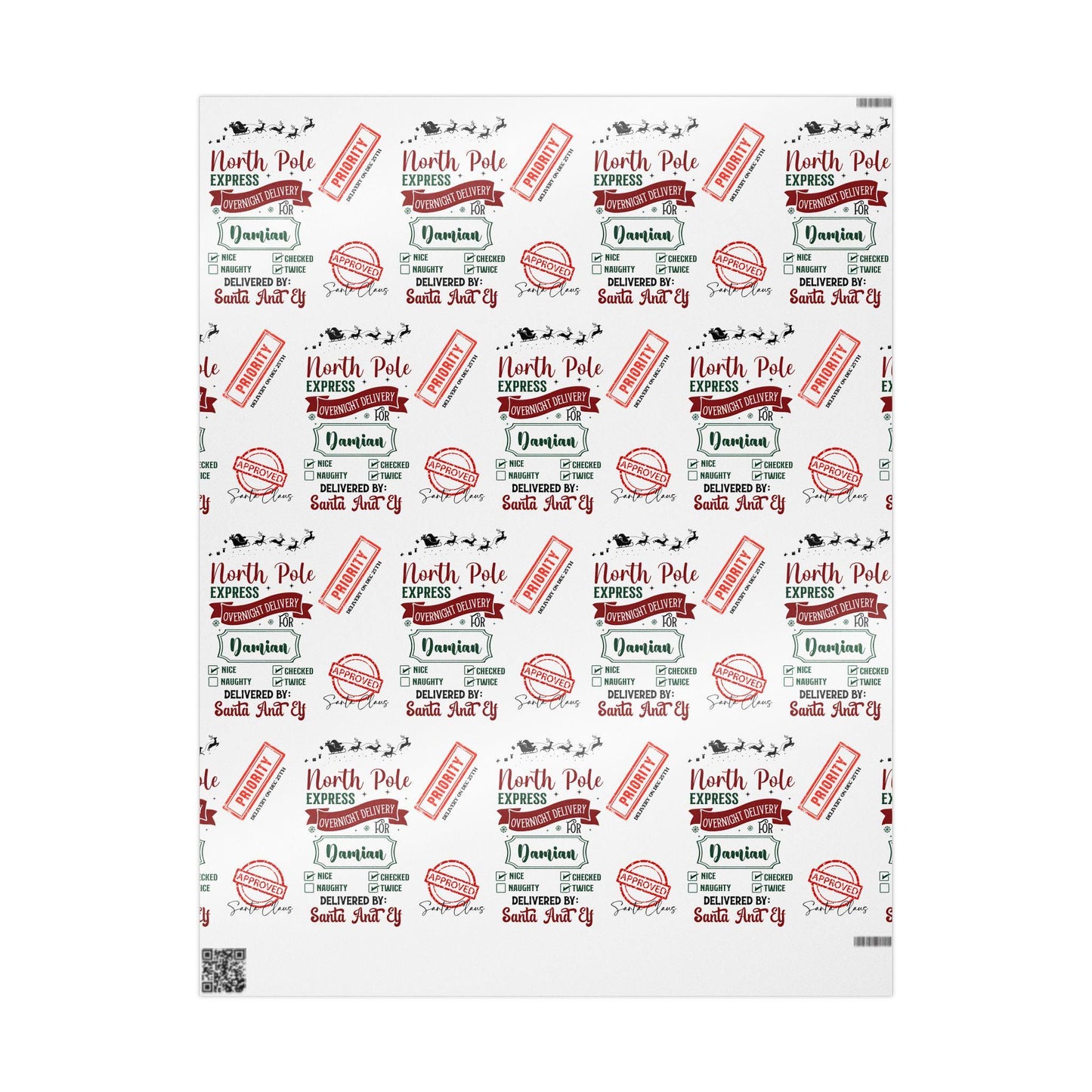 Personalizable Santa Delivery Wrapping Paper Priority Christmas Delivery Gift Wrap with Address Santa Wrapping Paper Roll for Son Grandson - LAUMIANstudio