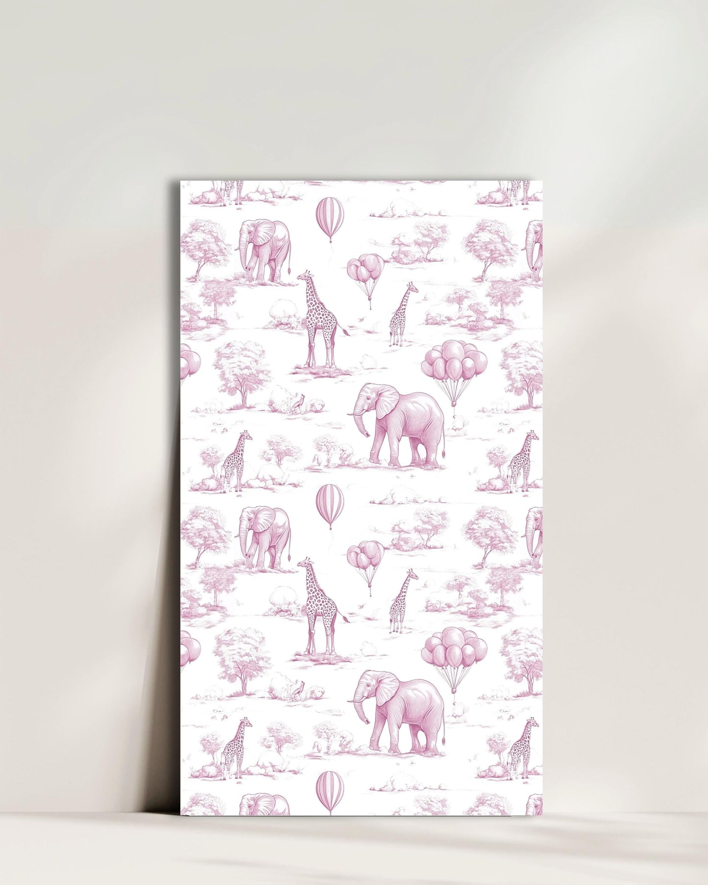 Baby Shower Arch Backdrop Elegant Pink Toile de Jouy Backdrop Baby Girl Shower Decor Safari Chinoiserie Arch Baby Shower Party Prop Print - LAUMIANstudio