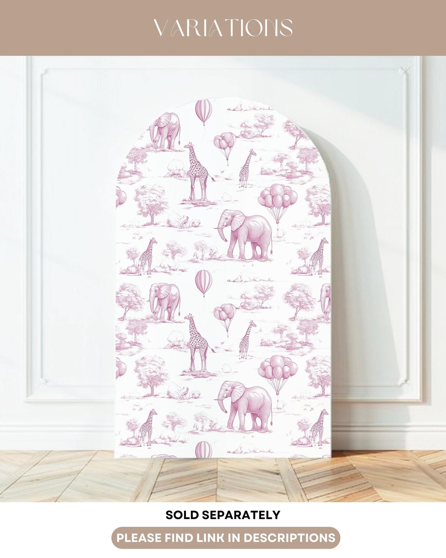 Personalized Pink Toile Safari Arch Panel DIY Baby Shower Giant Decor Pink Baby Girl Baby Shower Toile Arch Backdrop Baby Shower Billboard - LAUMIANstudio