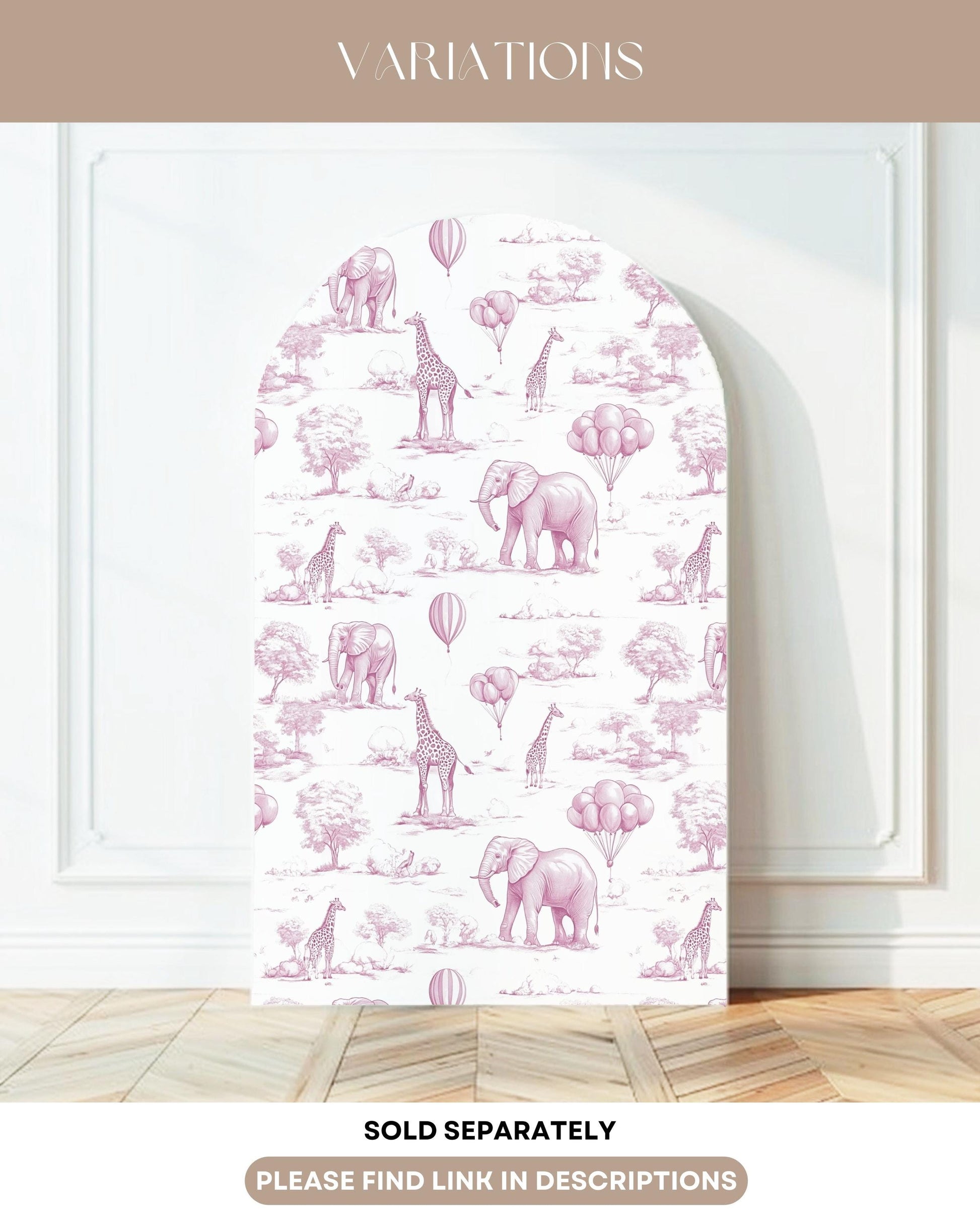 Personalized Pink Toile Safari Arch Panel DIY Baby Shower Giant Decor Pink Baby Girl Baby Shower Toile Arch Backdrop Baby Shower Billboard - LAUMIANstudio