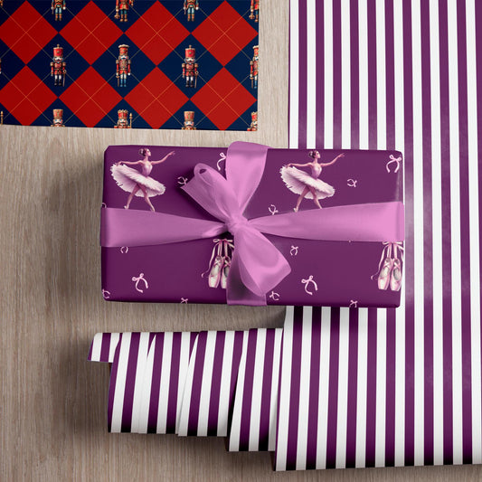 Personalized Ballet Christmas Wrapping Paper Ballerina Birthday Gift Wrap Christmas Ballet Dancer Gift Wrapping with Name Daughter Niece Sis - LAUMIANstudio