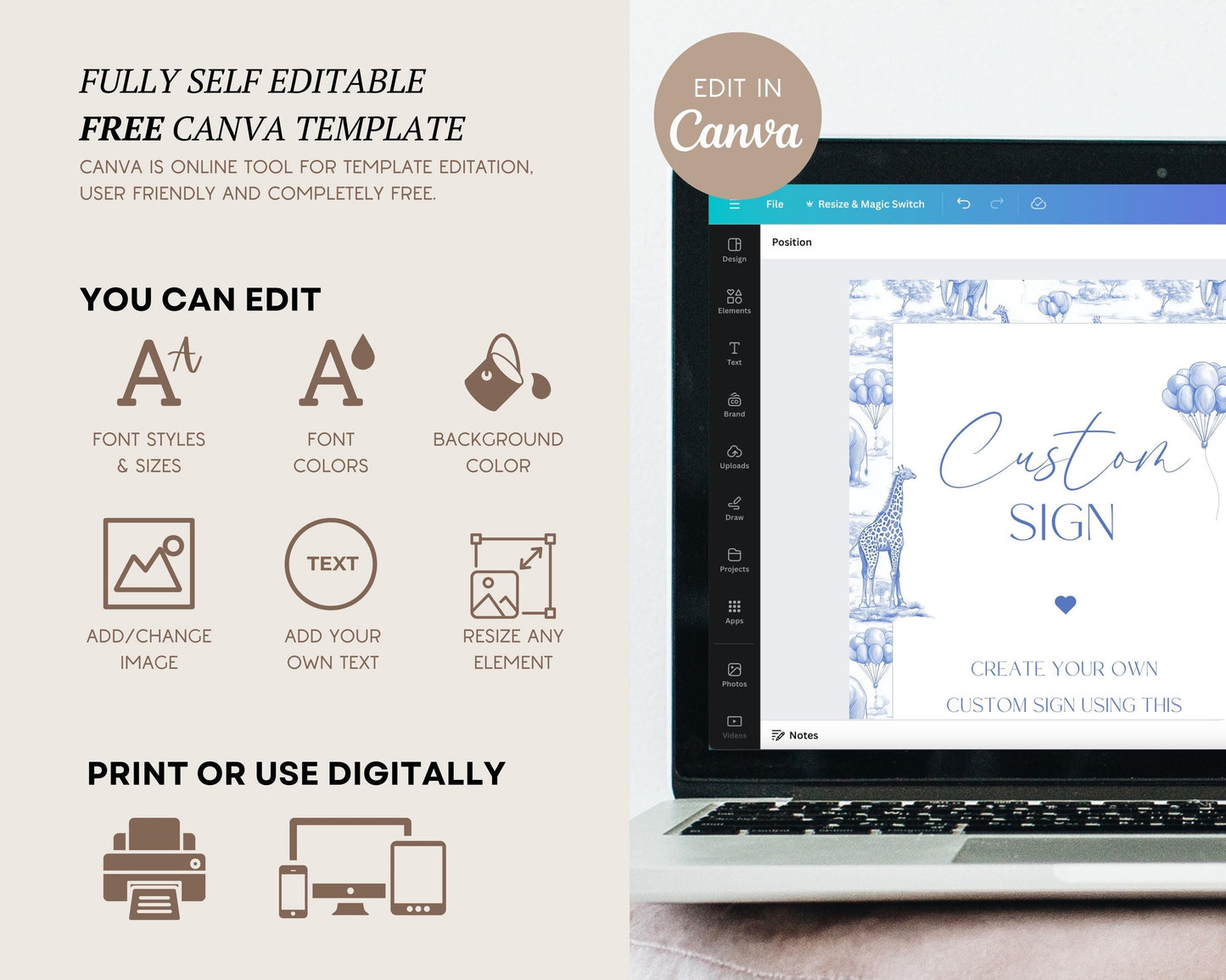 Blue Toile Custom Sign Printable Elegant Table Sign Baby Boy Shower Custom Sign Baby Birthday Party Table Sign Template Blue Elegant Sign - LAUMIANstudio