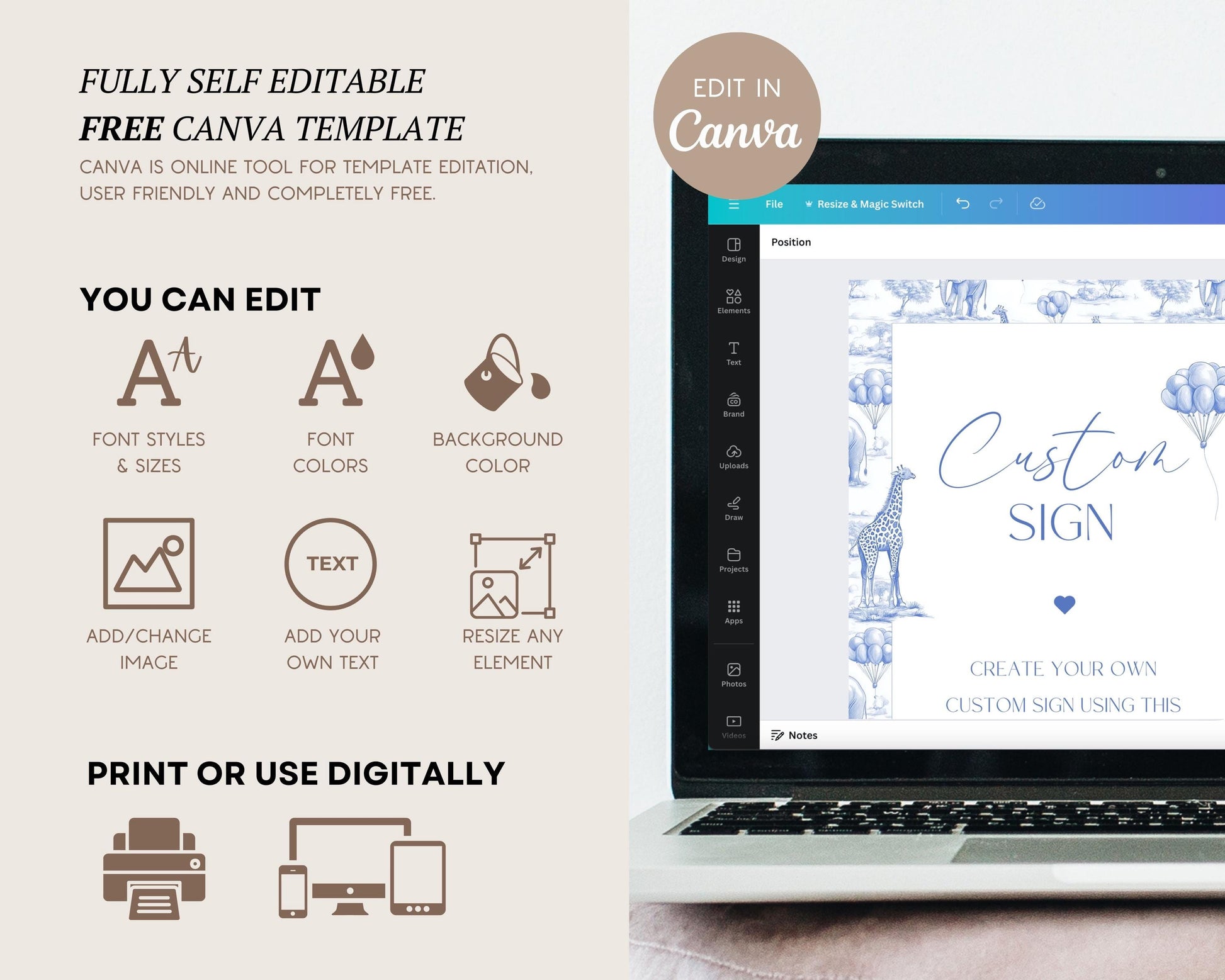 Blue Toile Custom Sign Printable Elegant Table Sign Baby Boy Shower Custom Sign Baby Birthday Party Table Sign Template Blue Elegant Sign - LAUMIANstudio