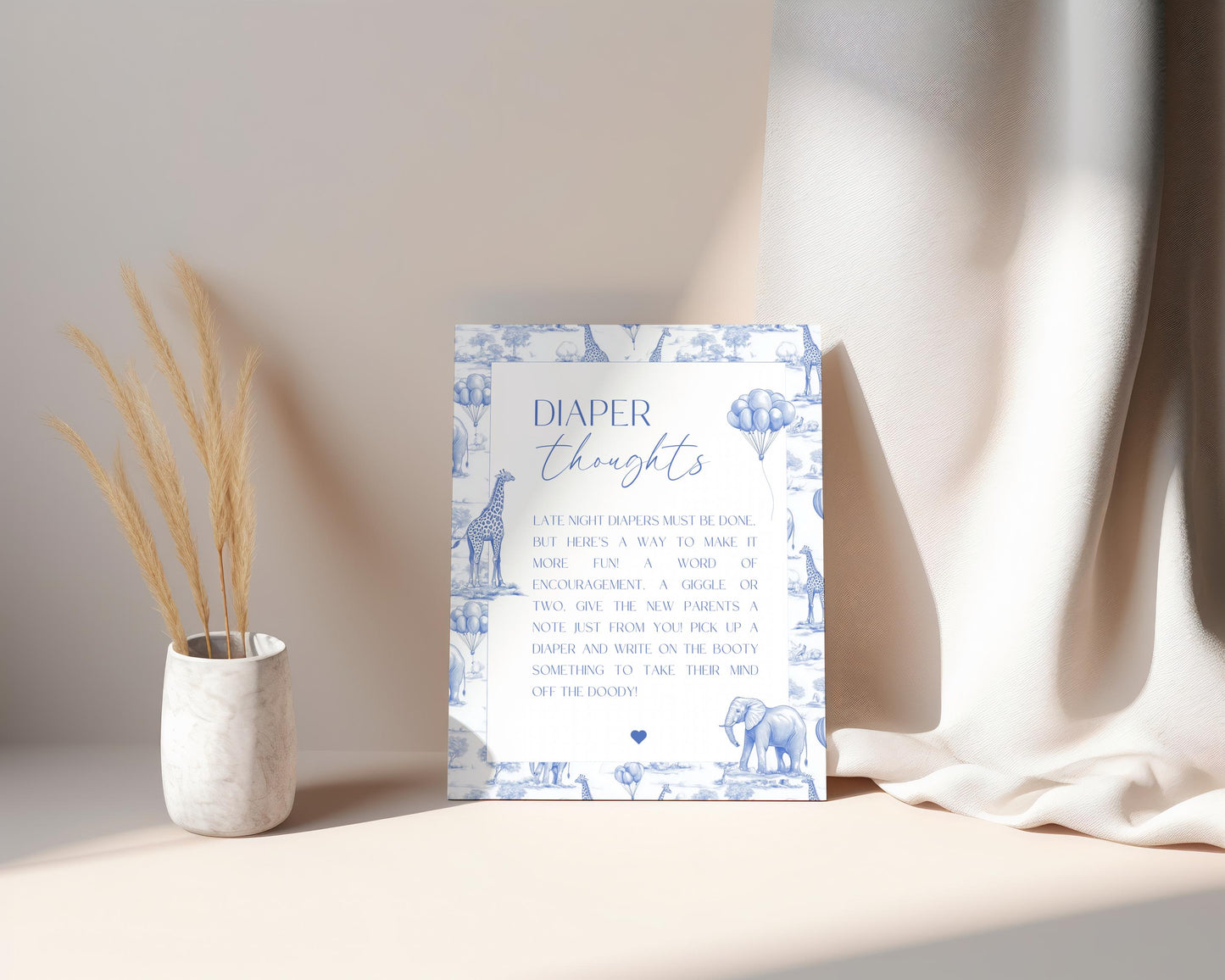 Late Night Diaper Signing Blue Baby Shower Late Night Diaper Game Sign Modern Baby Shower Activity Minimalist Baby Boy Shower Diaper Message - LAUMIANstudio