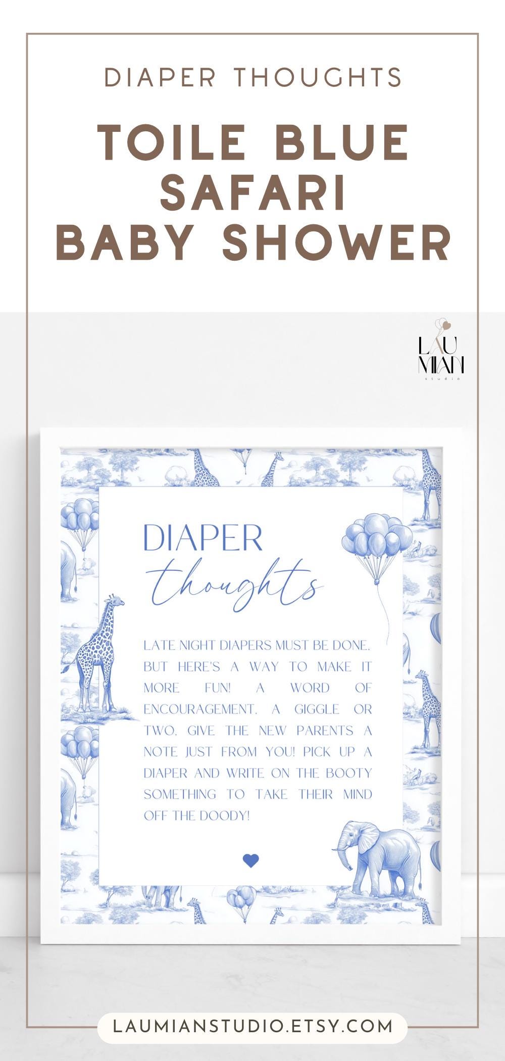 Late Night Diaper Signing Blue Baby Shower Late Night Diaper Game Sign Modern Baby Shower Activity Minimalist Baby Boy Shower Diaper Message - LAUMIANstudio