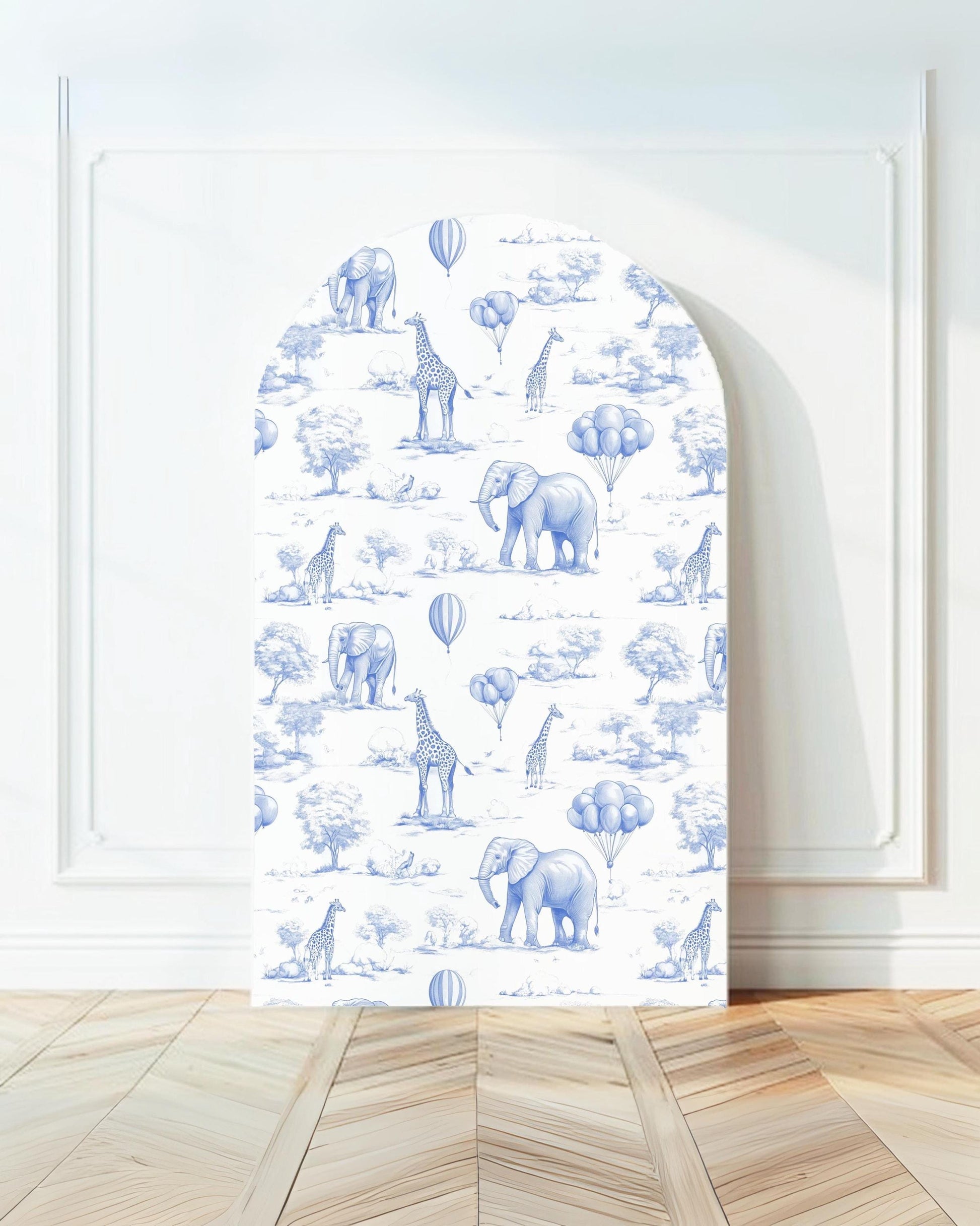 Baby Shower Arch Backdrop Elegant Blue Toile de Jouy Backdrop Baby Shower Decor Safari Chinoiserie Arch Baby Shower Party Prop Printable - LAUMIANstudio