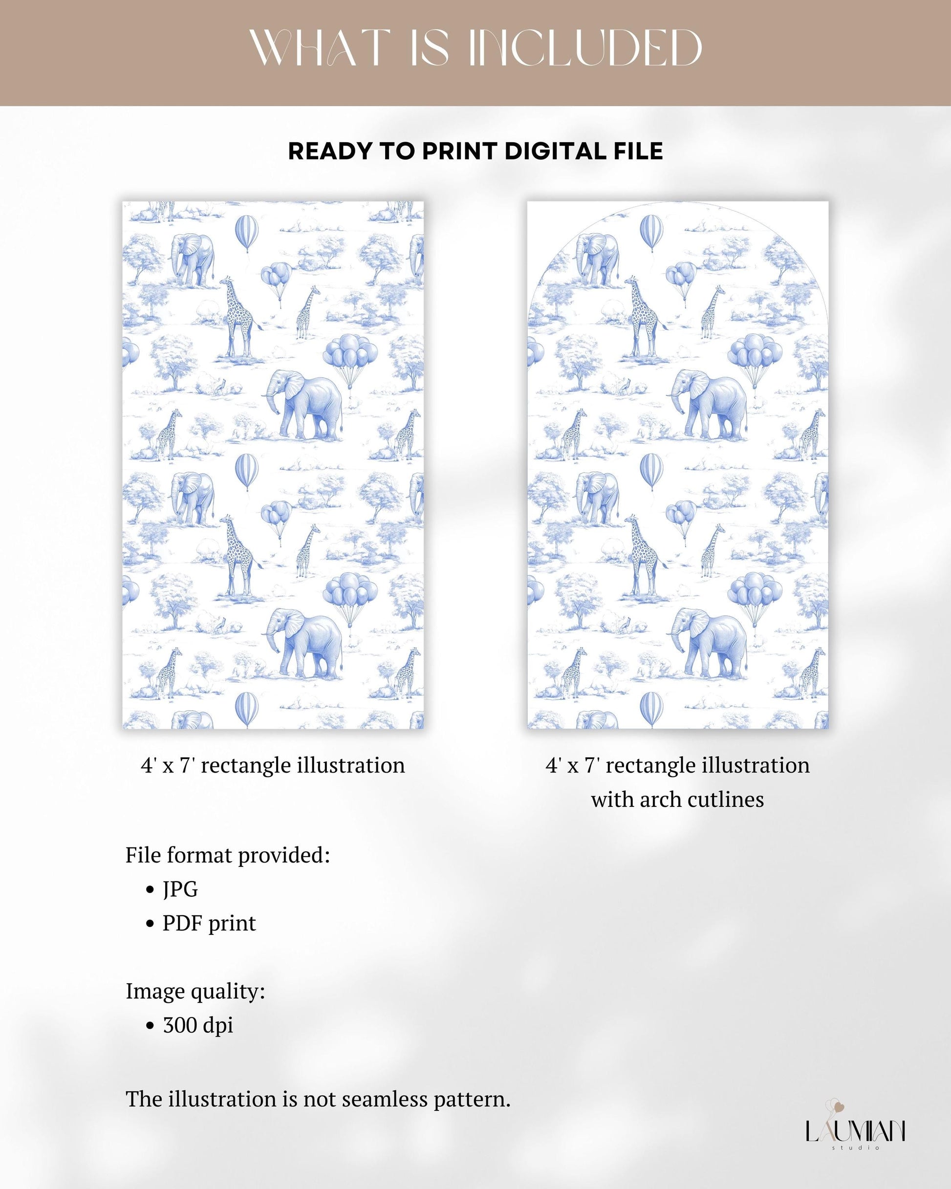 Baby Shower Arch Backdrop Elegant Blue Toile de Jouy Backdrop Baby Shower Decor Safari Chinoiserie Arch Baby Shower Party Prop Printable - LAUMIANstudio