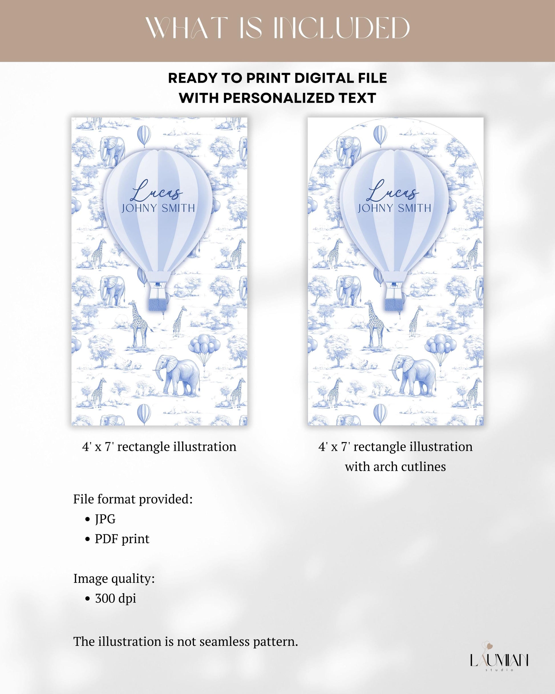 Personalized Hot Air Ballon Arch Backdrop Blue Boy Baby Shower Arch Sign Party Printable Decor Blue Toile Backdrop It Is a Boy Party Sign - LAUMIANstudio