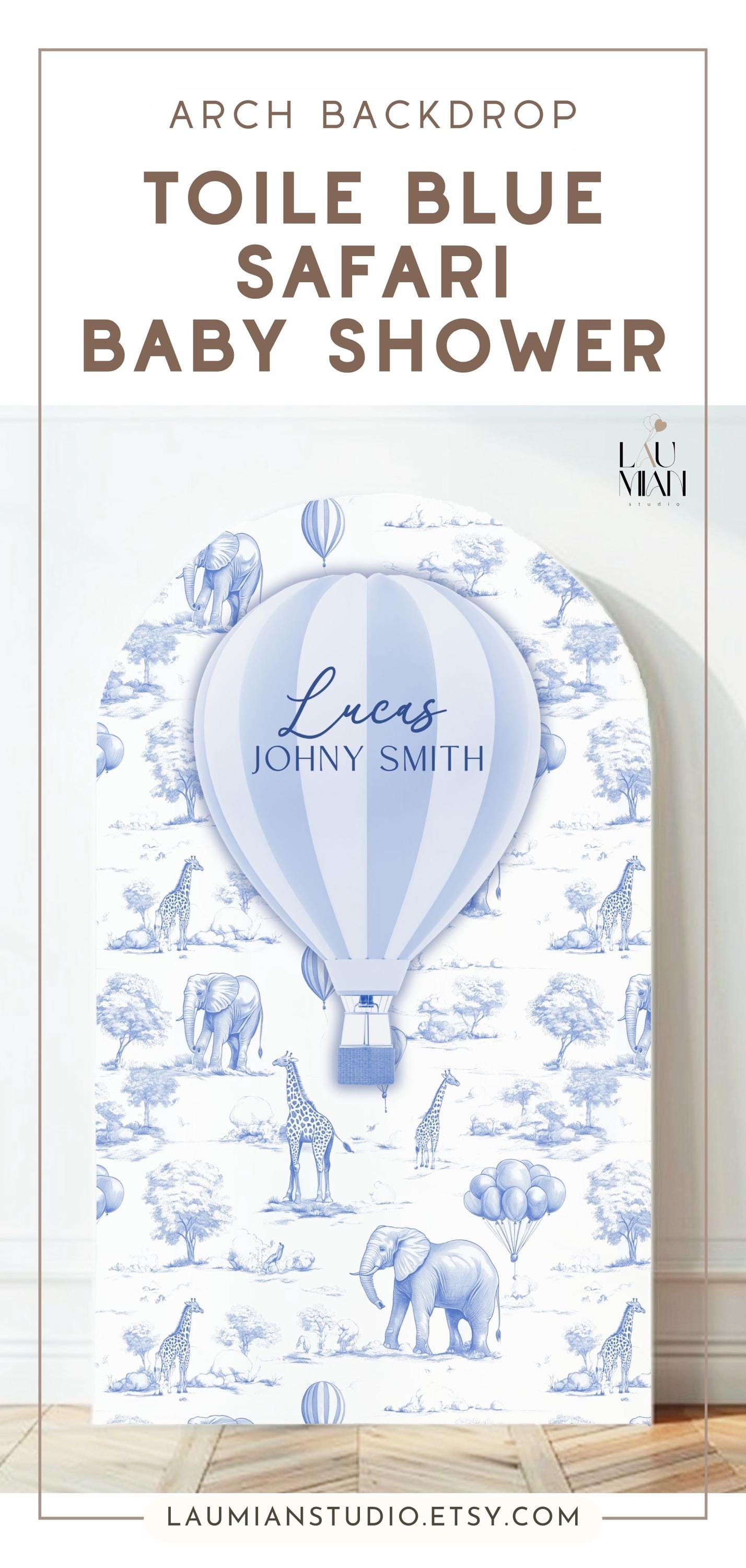 Personalized Hot Air Ballon Arch Backdrop Blue Boy Baby Shower Arch Sign Party Printable Decor Blue Toile Backdrop It Is a Boy Party Sign - LAUMIANstudio