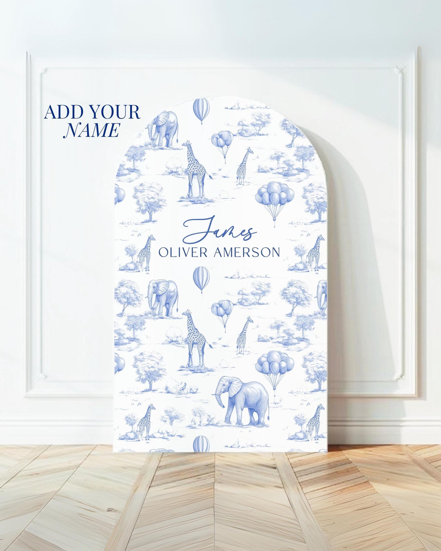 Custom Name Arch Baby Shower Backdrop Personalized Elegant Arched Panel DIY Birthday Sign Animal First Birthday Party Arch Panel Printable - LAUMIANstudio