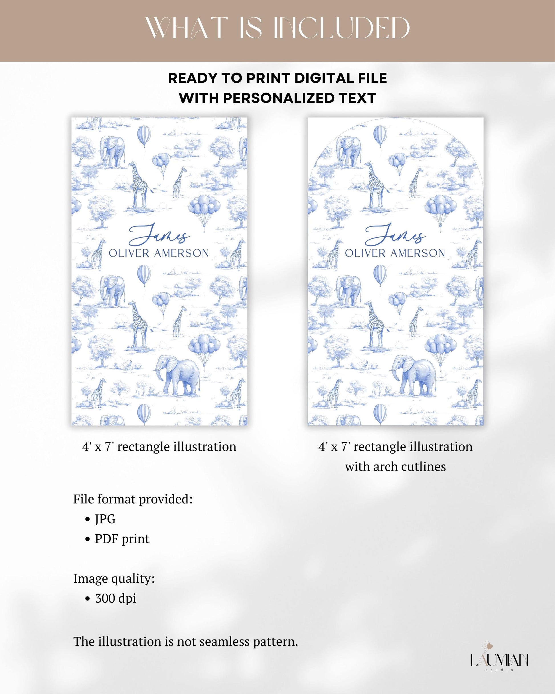 Personalized Toile Safari Arch Panel DIY Baby Shower Giant Decor Blue Baby Boy Baby Shower Toile Arch Backdrop Baby Shower Welcome Sign Blue - LAUMIANstudio
