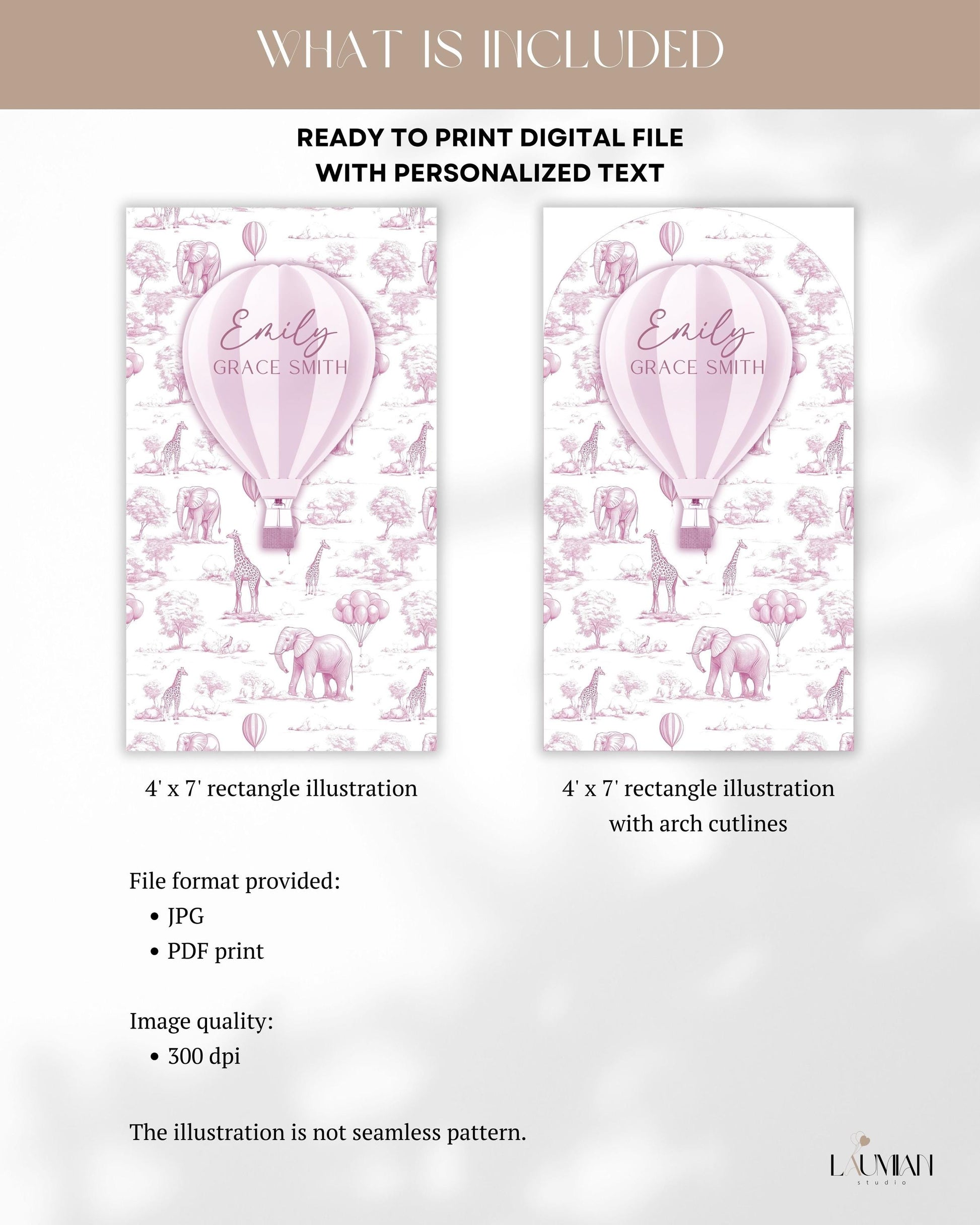 Personalized Hot Air Ballon Arch Backdrop Pink Girl Baby Shower Arch Sign Party Printable Decor Pink Toile Backdrop It Is a Girl Party Sign - LAUMIANstudio