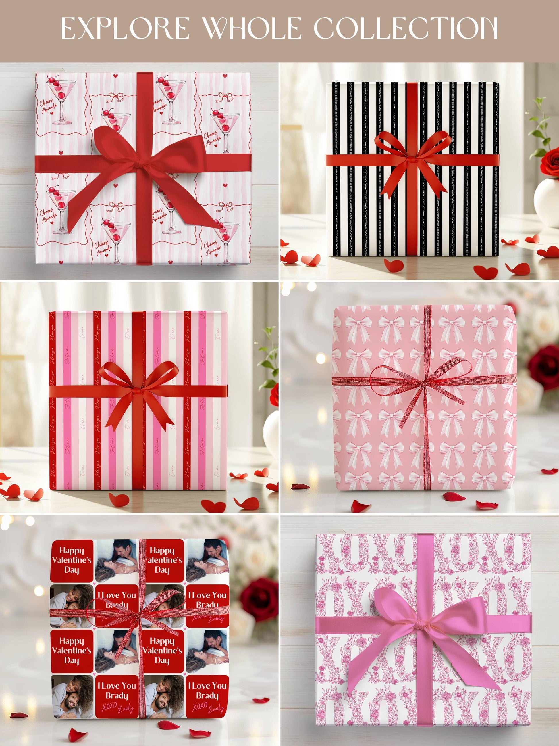 Heart Wrapping Paper Elegant Love Gift Wrap: Birthday, Anniversary, Valentine’s Day - LAUMIANstudio