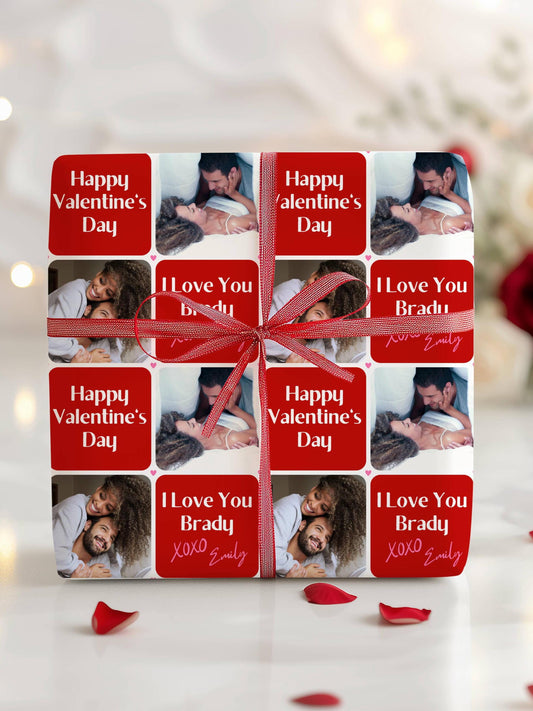 Personalized Couple Photo Gift Wrap Love Custom Photo Wrapping Paper ANY TEXT - LAUMIANstudio