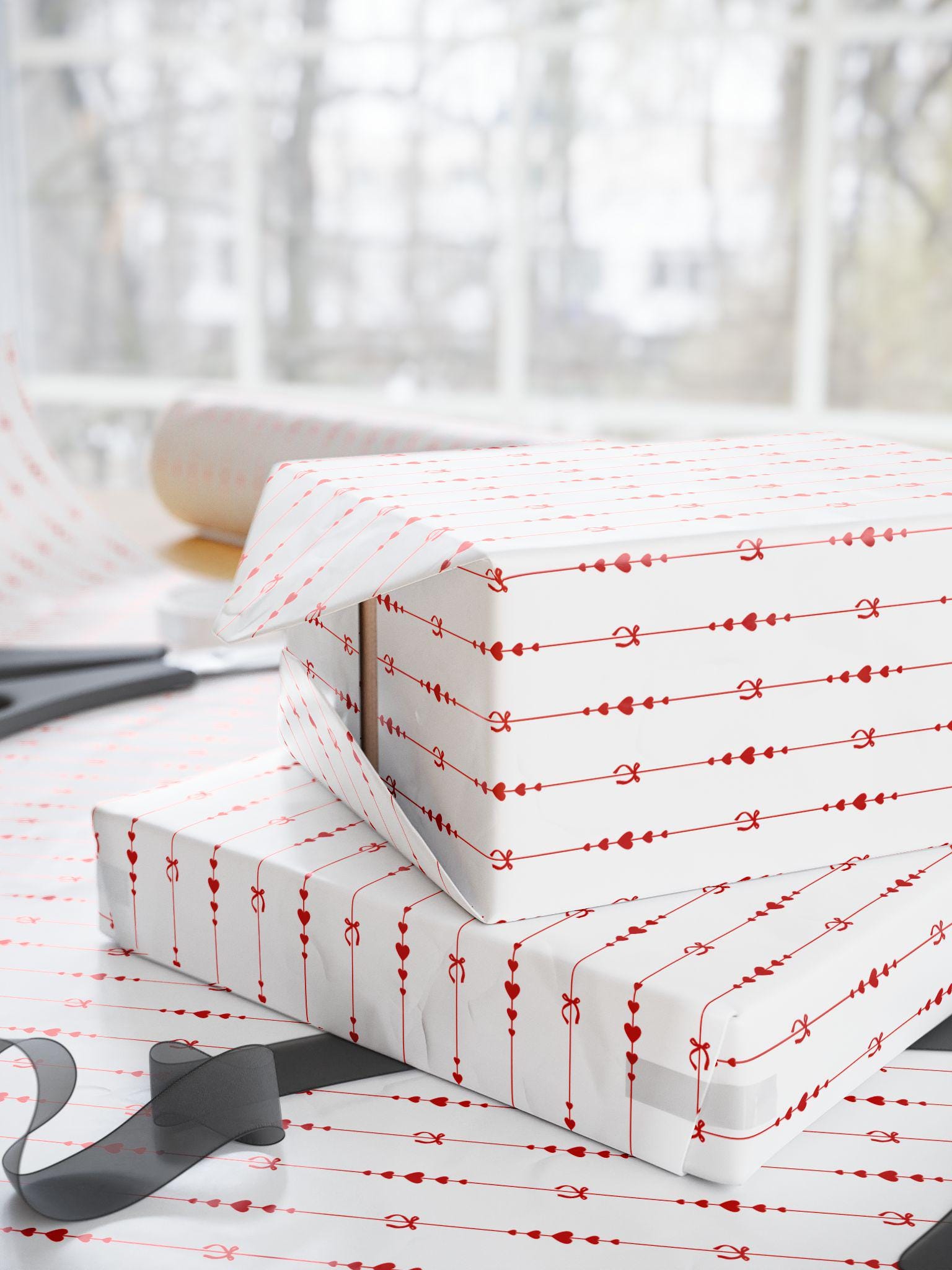 Heart Wrapping Paper Elegant Love Gift Wrap: Birthday, Anniversary, Valentine’s Day - LAUMIANstudio