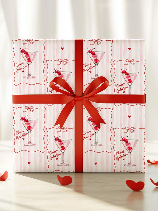 Personalized Martini Wrapping Paper Galentine Gift Wrap Martini Bachelorette Gift Wrap Wrapping Paper Roll Birthday Girly Cocktail Gift Wrap - LAUMIANstudio