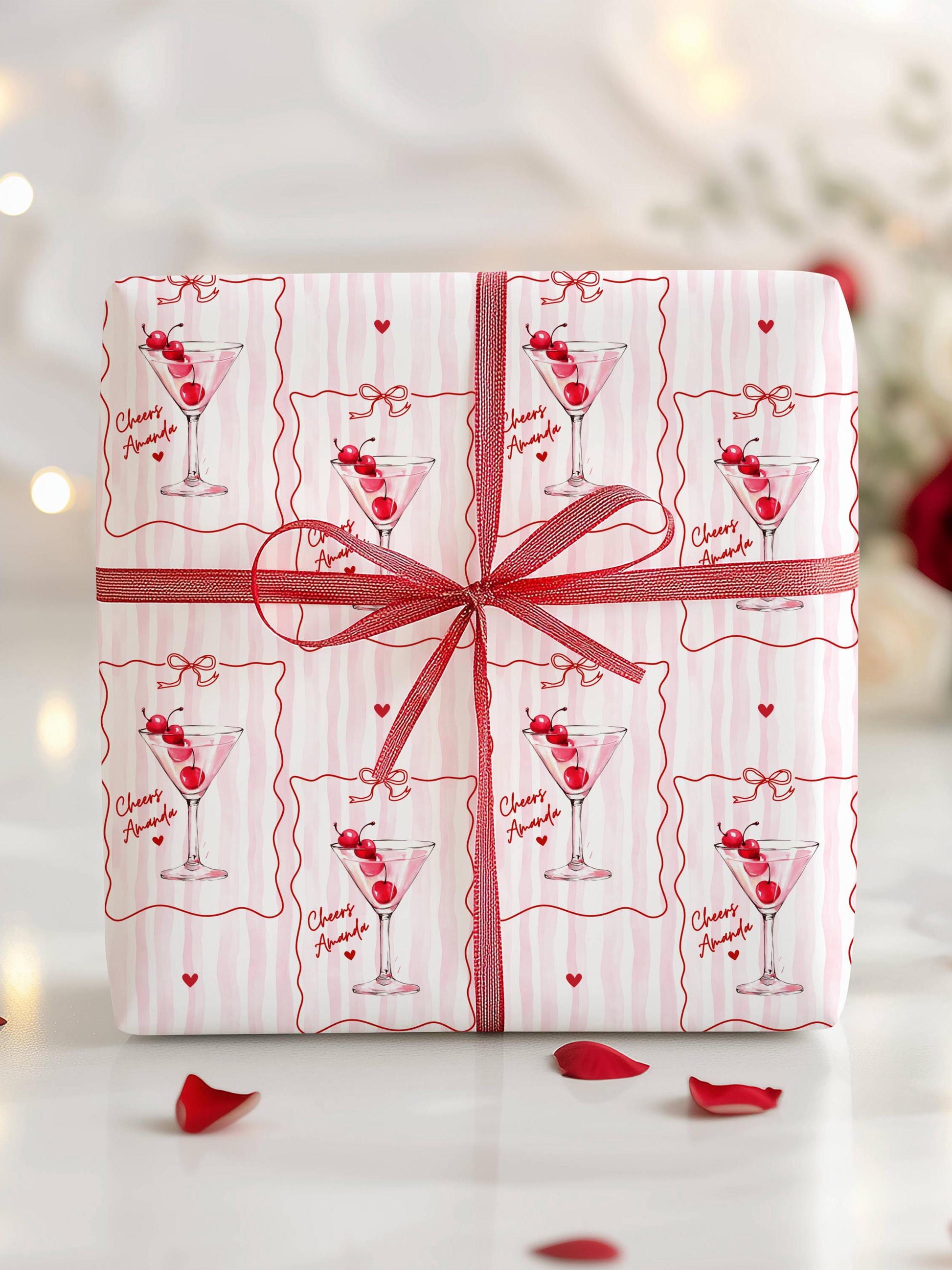 Martini Birthday Gift Wrap Custom Name Wrapping Paper Bride to Be Gift Wrap Personalized Dirty Martini Gift Wrapping Bachelorette Party - LAUMIANstudio