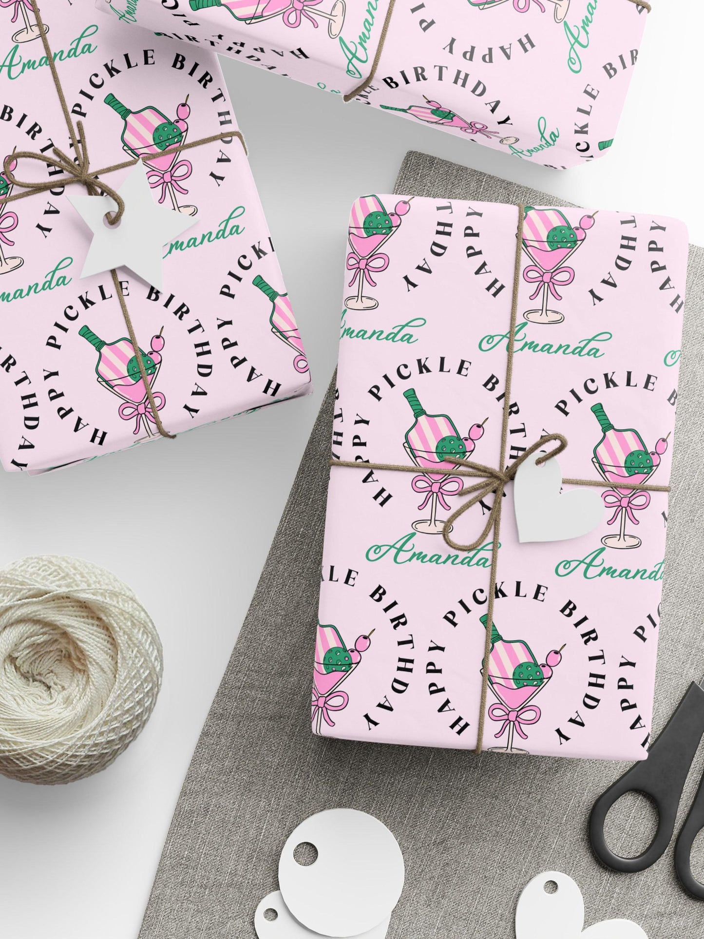 Personalized Birthday Wrapping Paper for Her: Martini, Pickleball Player Gift Wrap - LAUMIANstudio