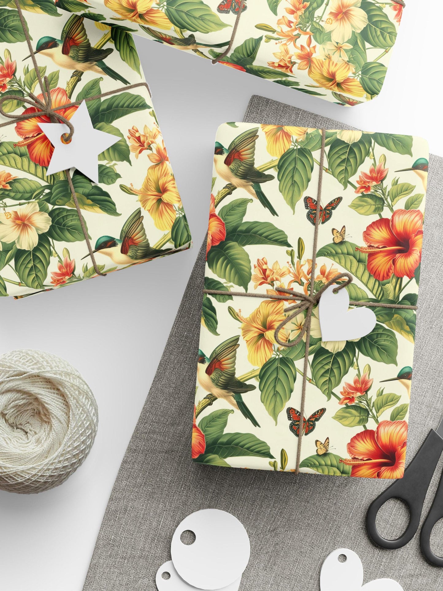 Vintage Floral Wrapping Paper Spring Butterfly Gift Wrap Bird Floral Wrapping Paper Roll Hawaii Flower Gift Wrap Tropical Wedding Wrapping - LAUMIANstudio