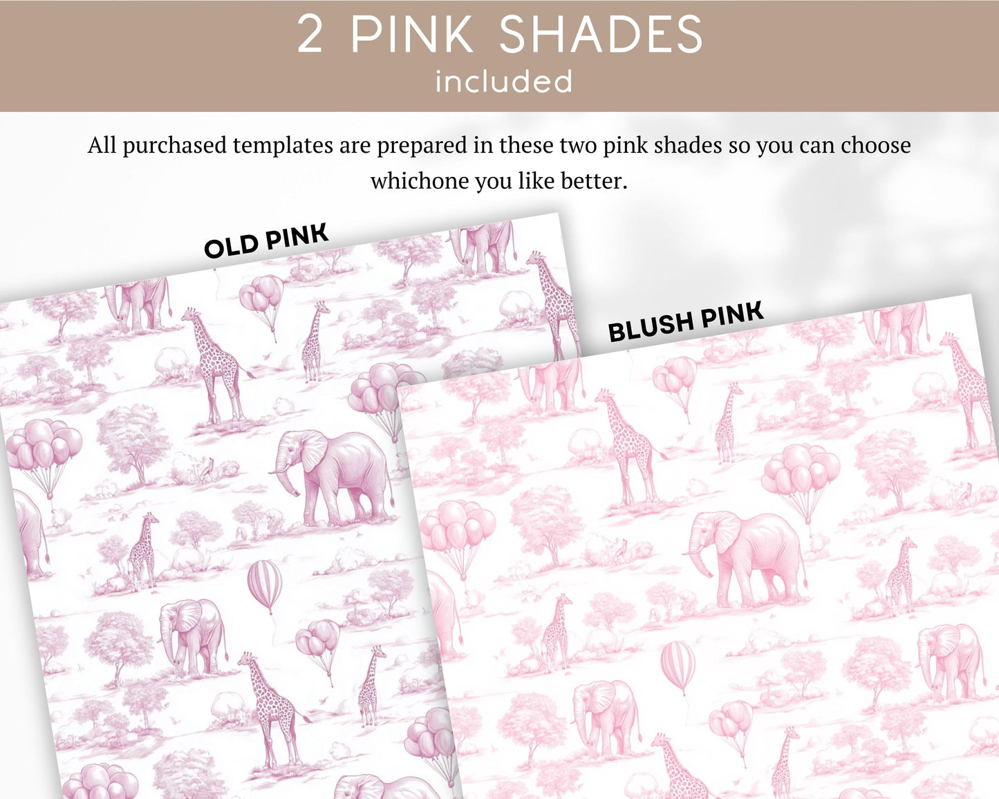 Pink Digital Baby Shower Invitation Template Baby Girl Luxury Blush Pink Mobile Invitation Pink Toile Safari Invite Baby Girl Shower Evite - LAUMIANstudio