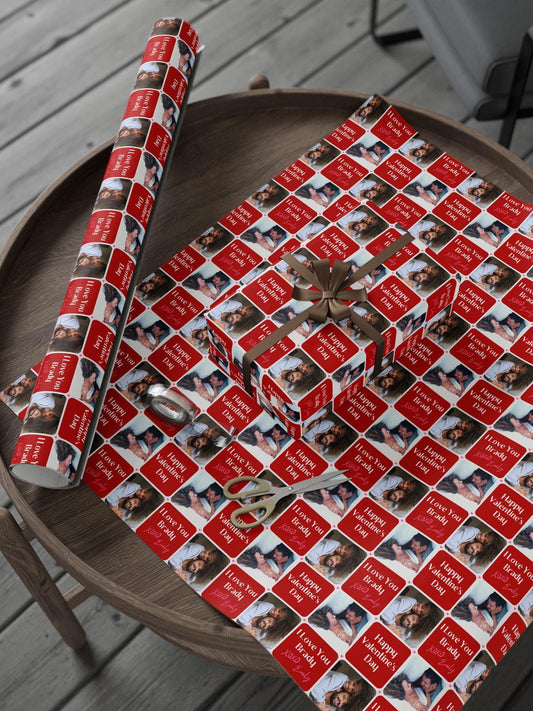 Personalized Couple Photo Gift Wrap Love Custom Photo Wrapping Paper ANY TEXT - LAUMIANstudio