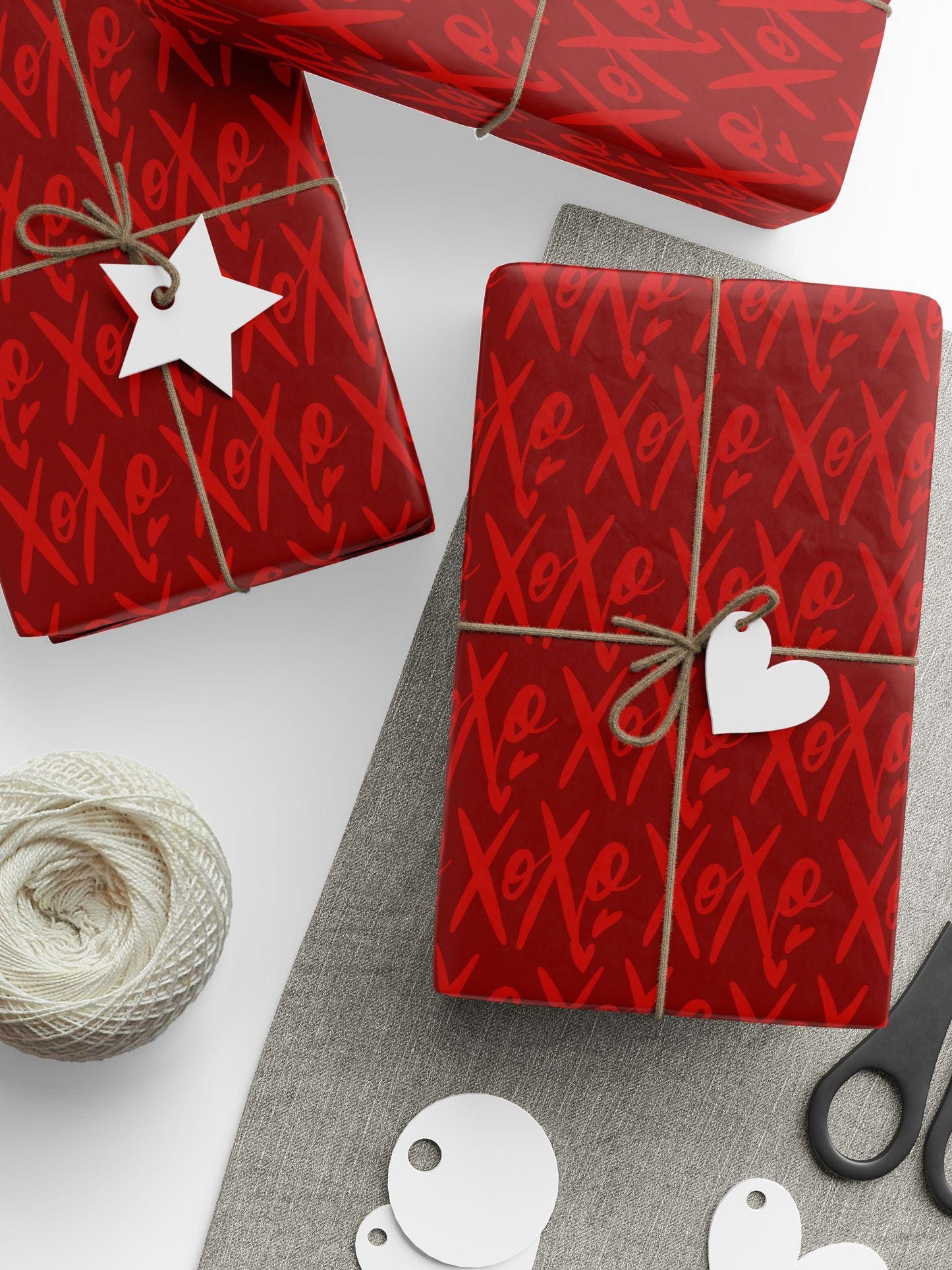 Luxury XOXO Gift Wrap for Him Red Valentine Day Wrapping Paper for Him Gift Wrap XOXO Love Wrapping Paper Red Elegant Gift Wrap Birthday - LAUMIANstudio
