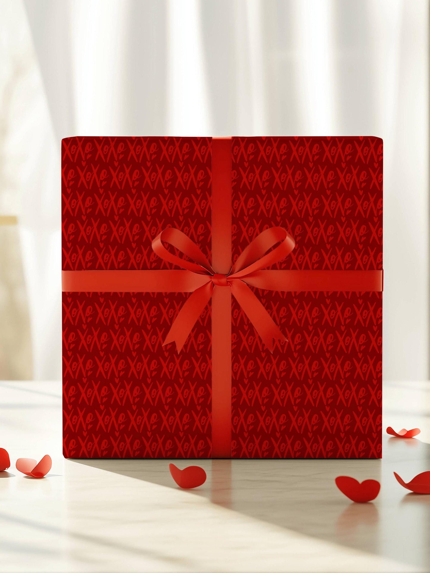 Luxury XOXO Gift Wrap for Him Red Valentine Day Wrapping Paper for Him Gift Wrap XOXO Love Wrapping Paper Red Elegant Gift Wrap Birthday - LAUMIANstudio