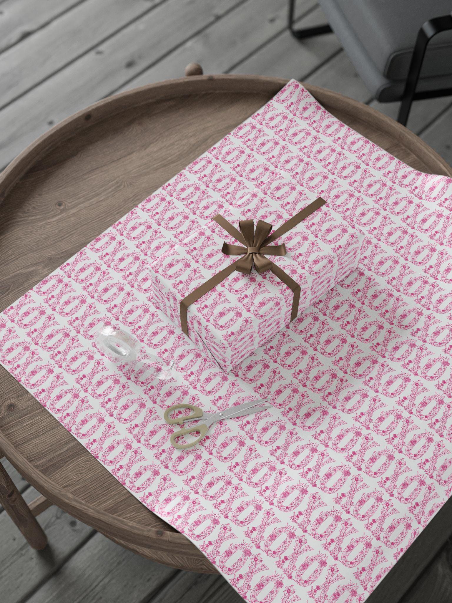 XOXO Wrapping Paper Pink Toile Gift Wrap Spring Wedding Gift Wrap Floral Wrapping Paper Girlfriend Birthday Gift Wrapping Valentines Day - LAUMIANstudio