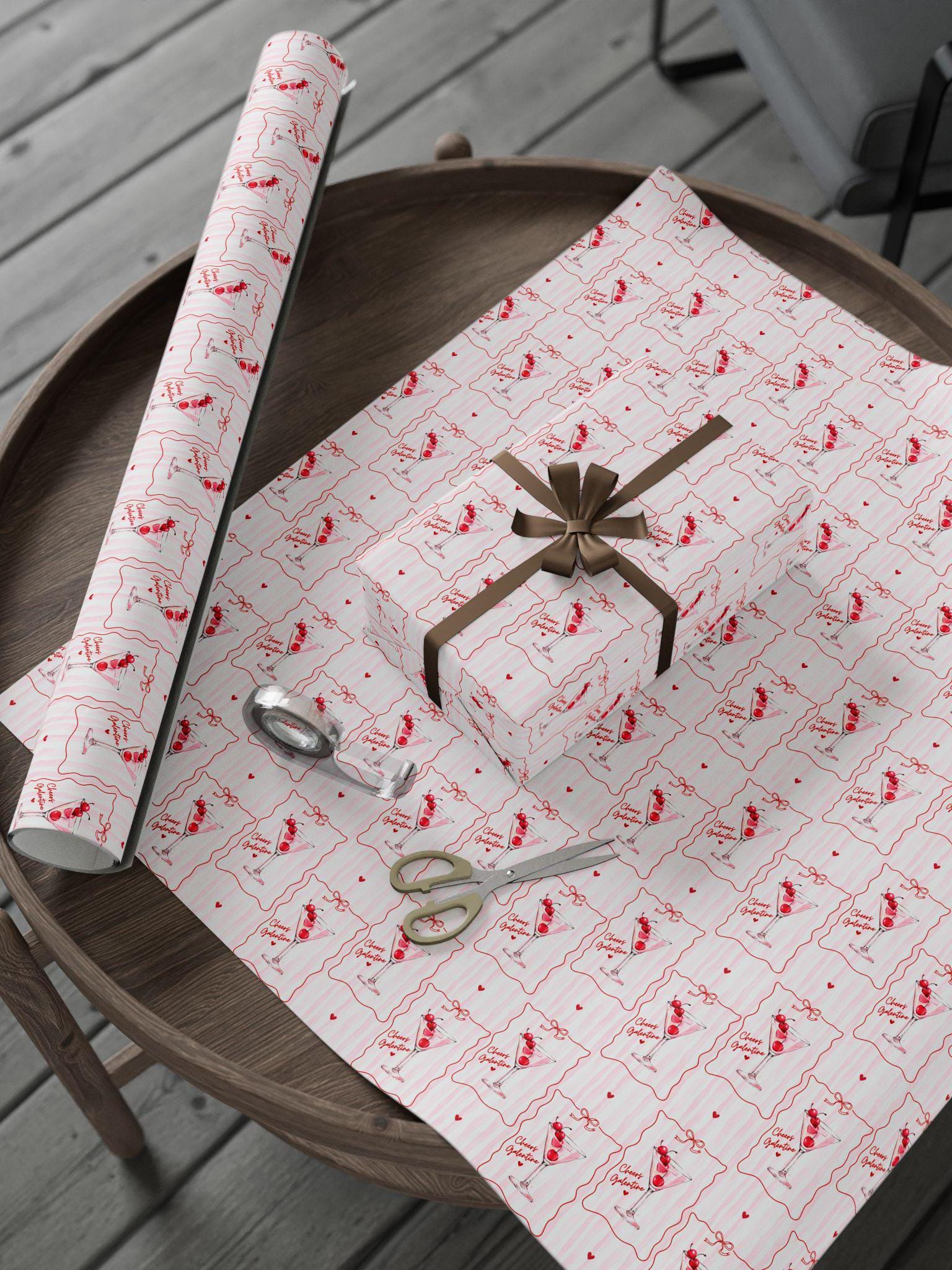 Personalized Martini Wrapping Paper Galentine Gift Wrap Martini Bachelorette Gift Wrap Wrapping Paper Roll Birthday Girly Cocktail Gift Wrap - LAUMIANstudio