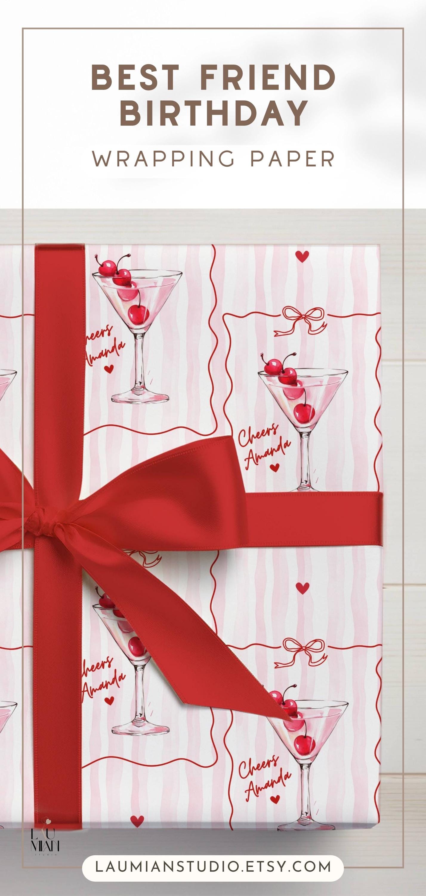 Martini Birthday Gift Wrap Custom Name Wrapping Paper Bride to Be Gift Wrap Personalized Dirty Martini Gift Wrapping Bachelorette Party - LAUMIANstudio