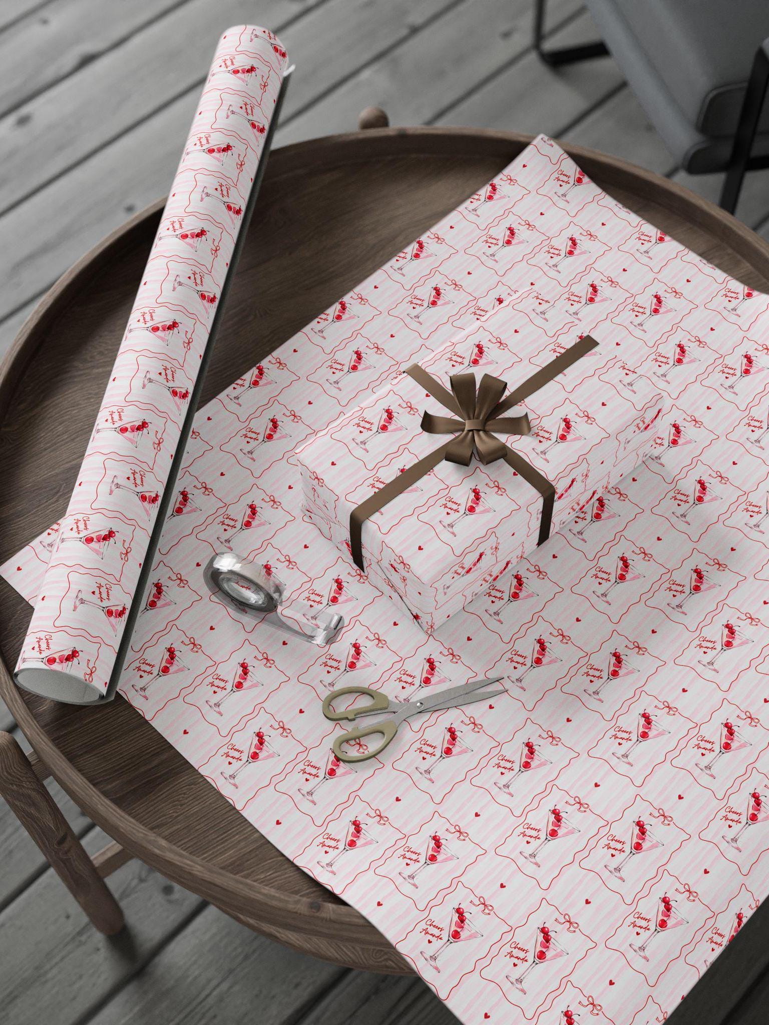Martini Birthday Gift Wrap Custom Name Wrapping Paper Bride to Be Gift Wrap Personalized Dirty Martini Gift Wrapping Bachelorette Party - LAUMIANstudio