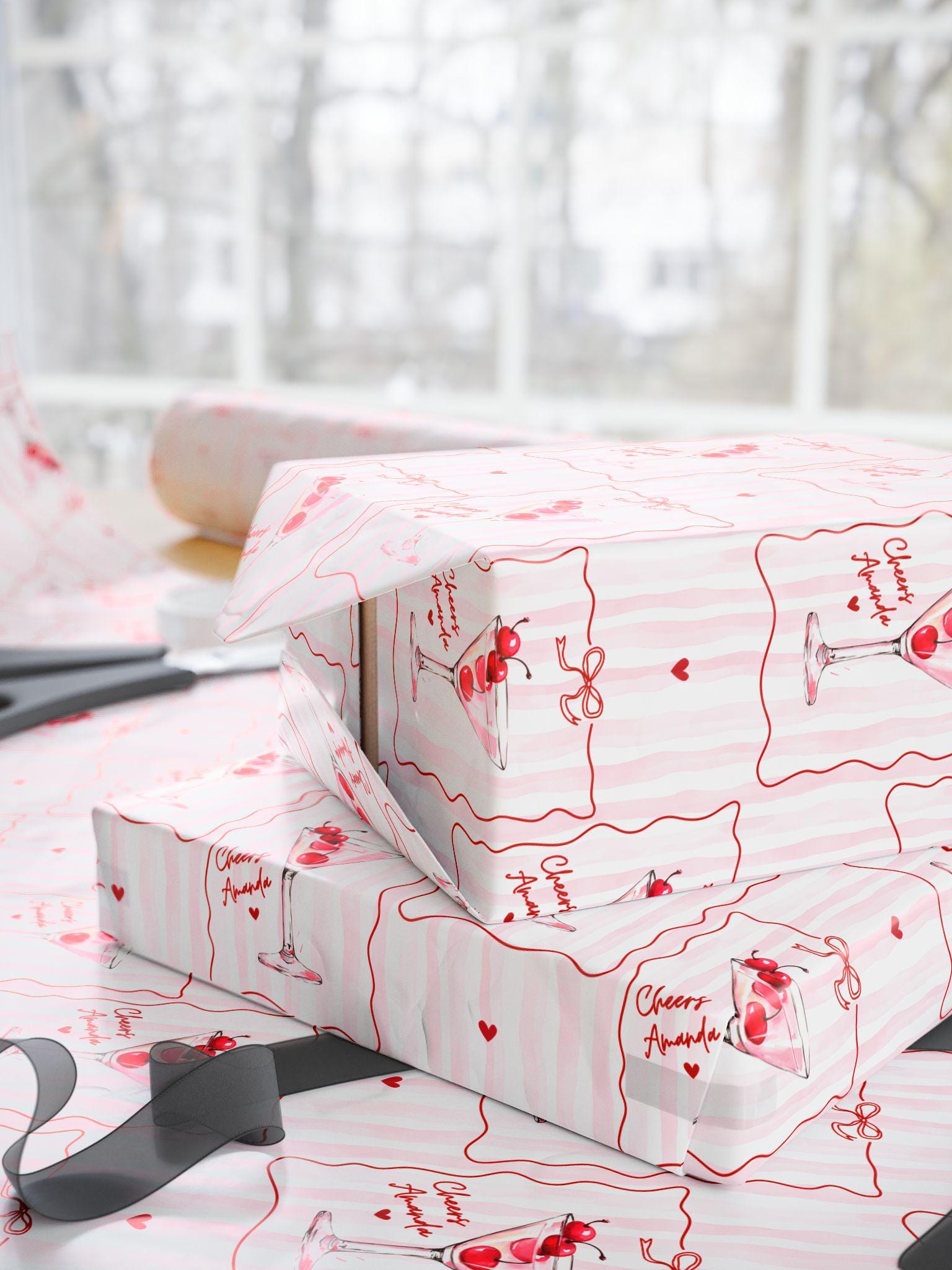 Martini Birthday Gift Wrap Custom Name Wrapping Paper Bride to Be Gift Wrap Personalized Dirty Martini Gift Wrapping Bachelorette Party - LAUMIANstudio