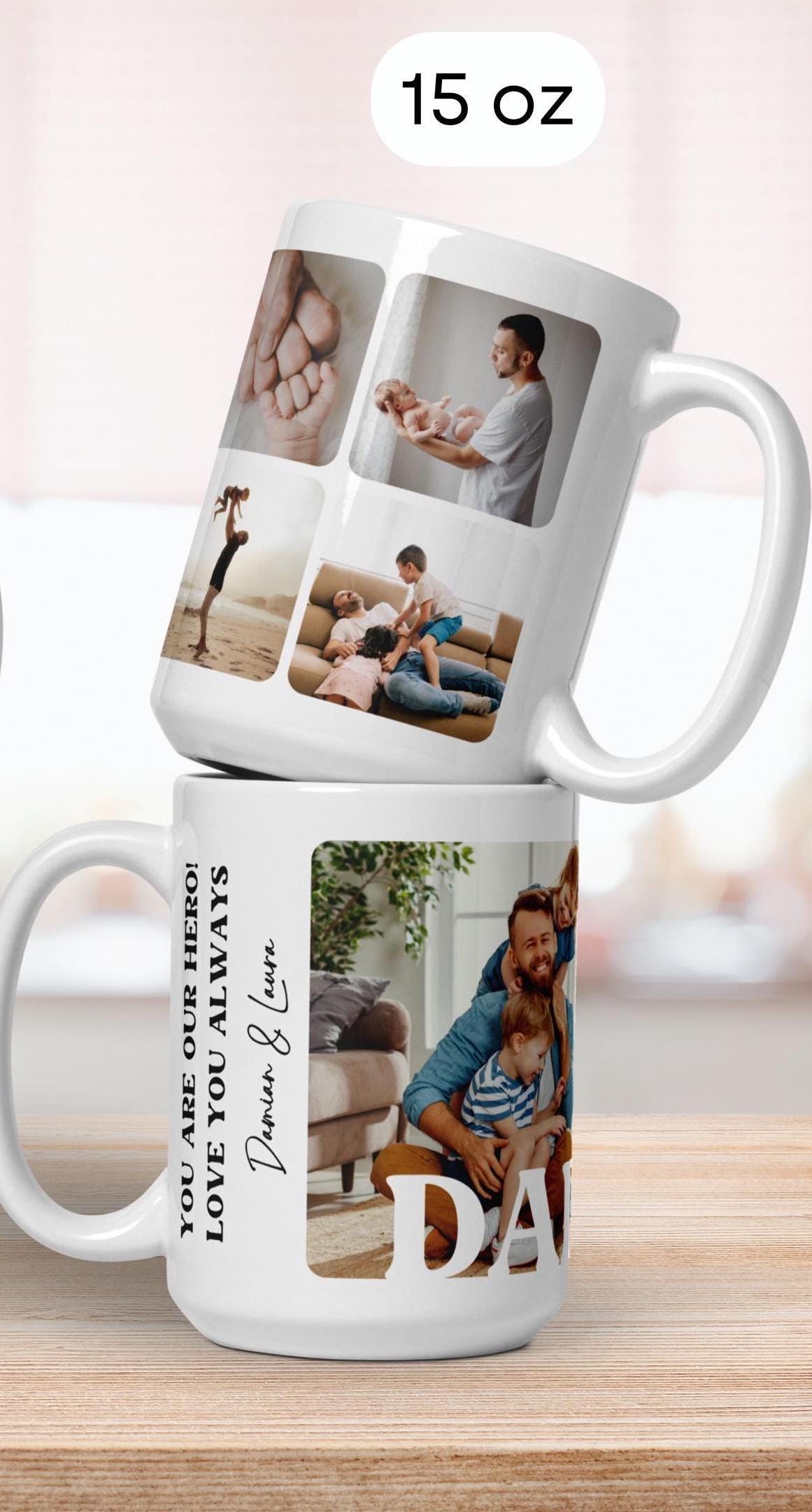 Personalised Photo Mug for Dad Christmas Gift with Kid Photo Custom Ceramic Mug for Daddy Gift with Custom Text Birthday Mug Photo Keepsake - LAUMIANstudio