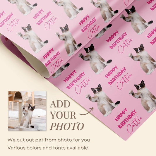 Cat Photo Gift Wrap Funny Pet Wrapping Paper Cat Birthday Wrapping Paper Roll Pet Lover Wrapping Paper Pet Owner Gift Idea Funny Gift Wrap - LAUMIANstudio