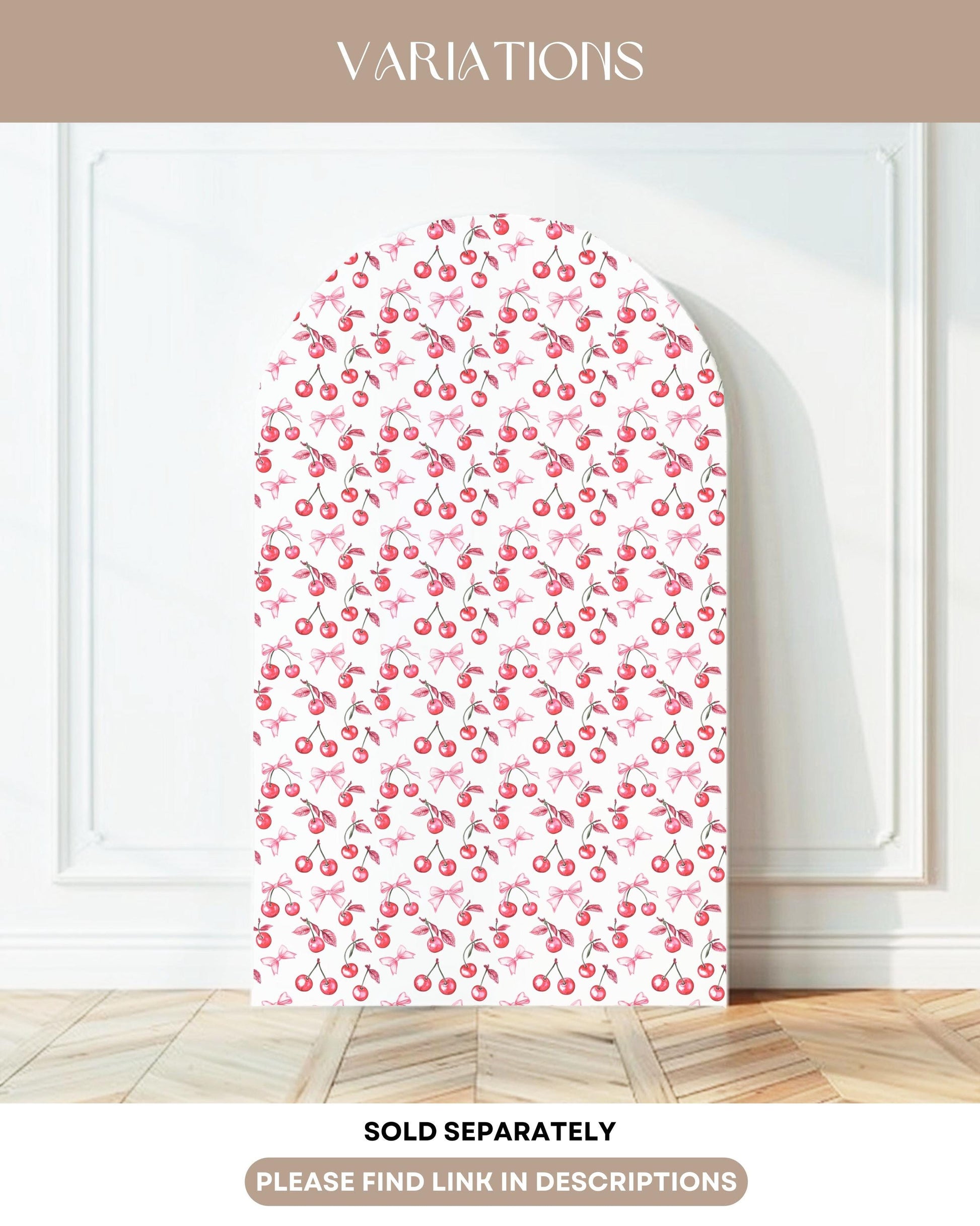 Cherry First Birthday Arch Backdrop Cherry Decor 1st Birthday Cherry Baby Shower Pink Girly Garden Party Decoration Name Cherry Bow Props - LAUMIANstudio