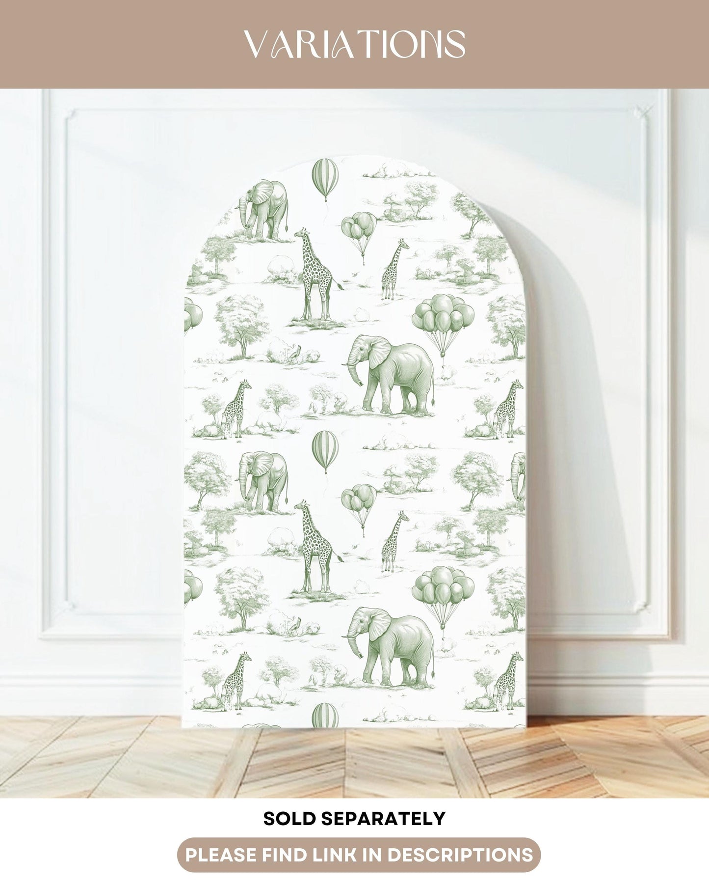 Personalized Hot Air Ballon Arch Backdrop Green Baby Shower Arch Sign Party Printable Decor Sage Toile Backdrop Neutral Gender Reveal Party - LAUMIANstudio