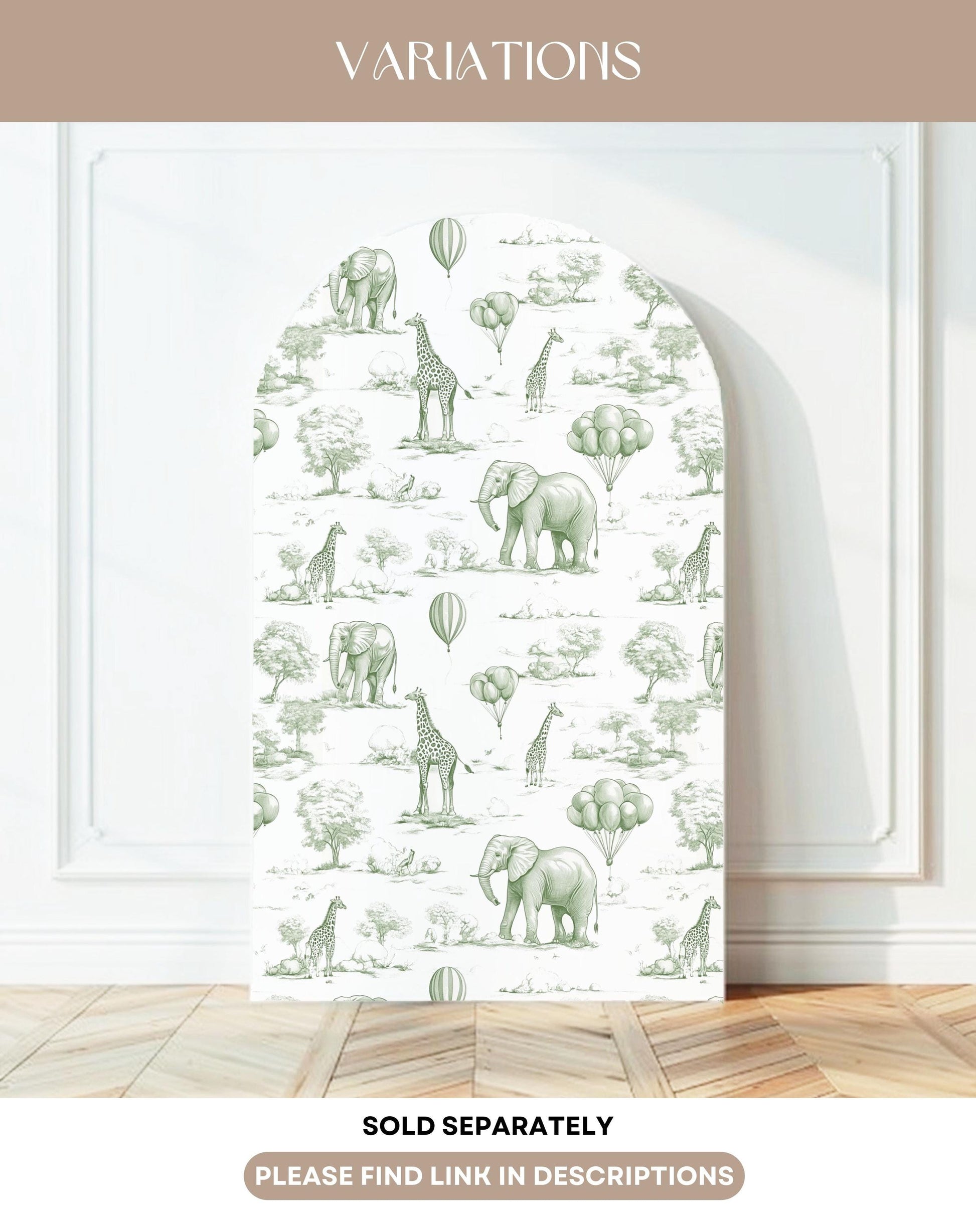 Personalized Hot Air Ballon Arch Backdrop Green Baby Shower Arch Sign Party Printable Decor Sage Toile Backdrop Neutral Gender Reveal Party - LAUMIANstudio