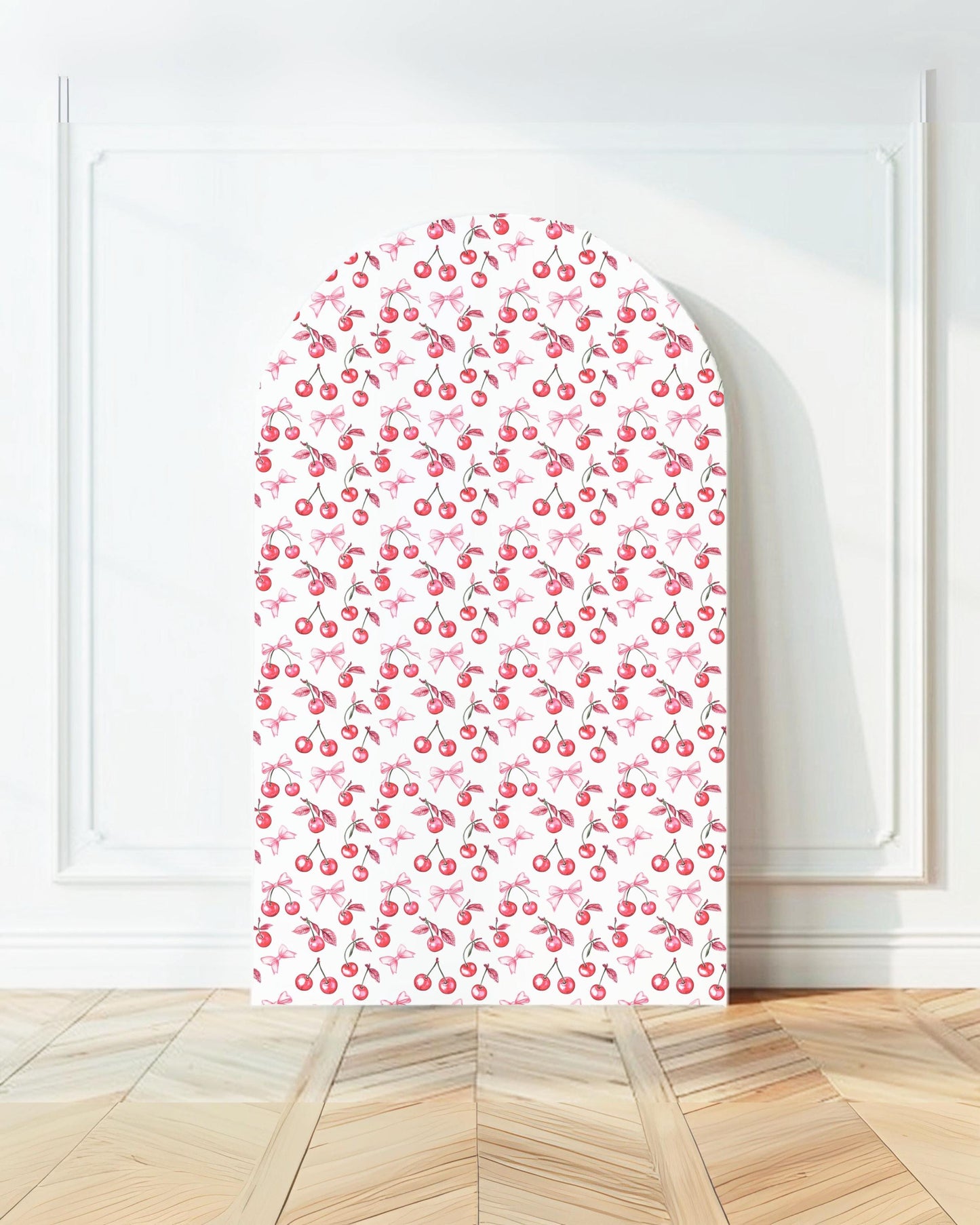 Girly Bow Cherry Arch Backdrop Summer Pink Cherry Baby Girl Baby Shower Cherry Large Decoration Luxury Cherry First Birthday Party Prop - LAUMIANstudio