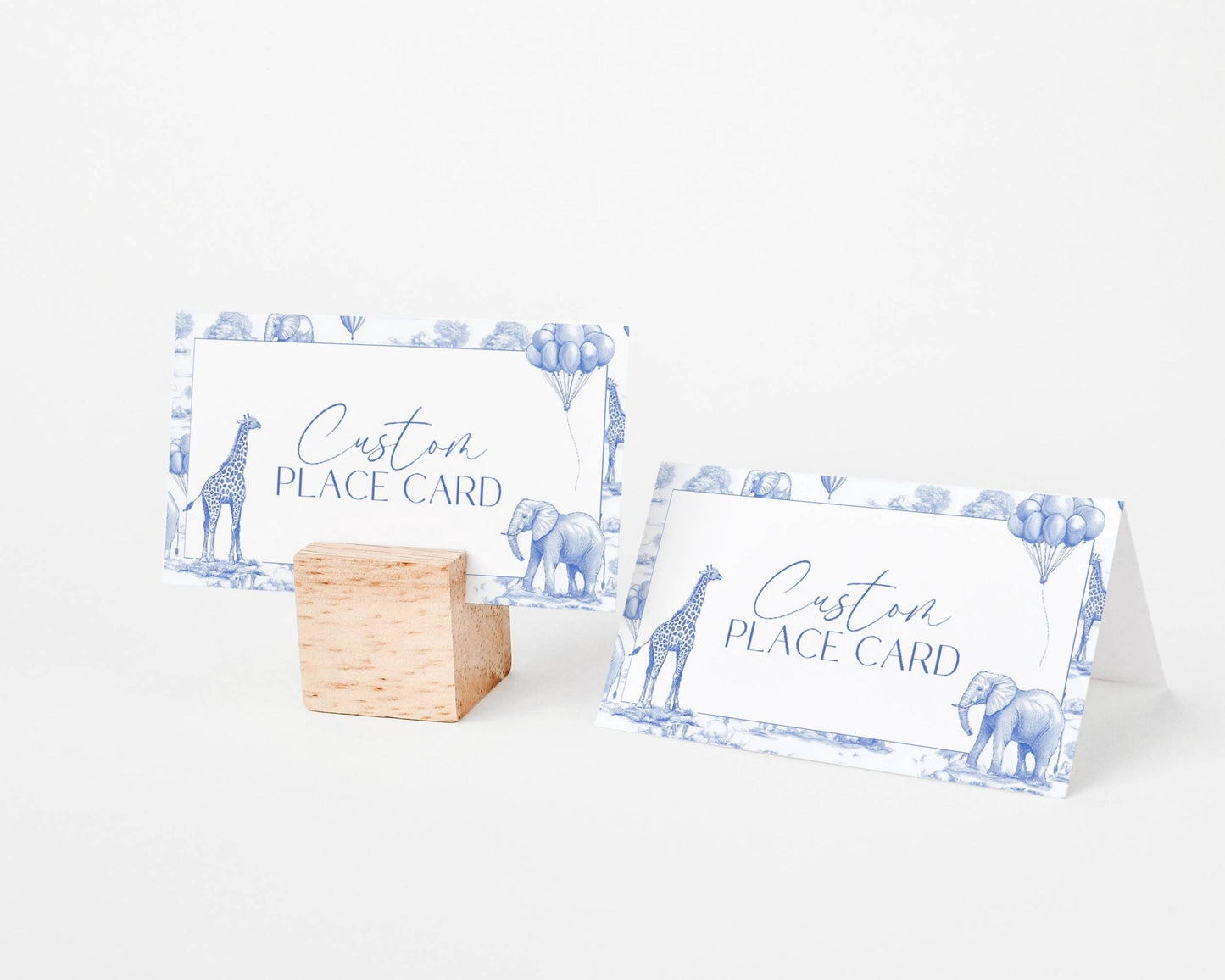 Blue Toile Baby Shower Place Card Template Safari Baby Shower Name Card Elegant Toile de Jouy Table Card Printable Template Baby Shower - LAUMIANstudio
